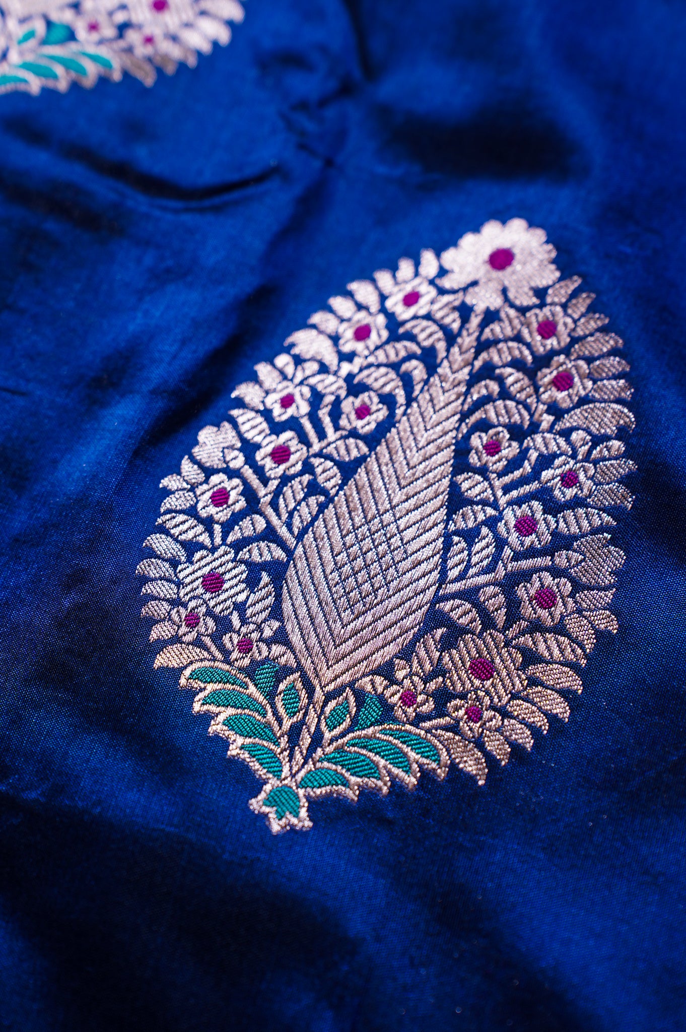 "VIRASAT 03A" Banarasi Royal Blue Pure Handloom Katan Silk Saree Featuring All Over Meenakari Buta Motifs (Celebrity Edition)
