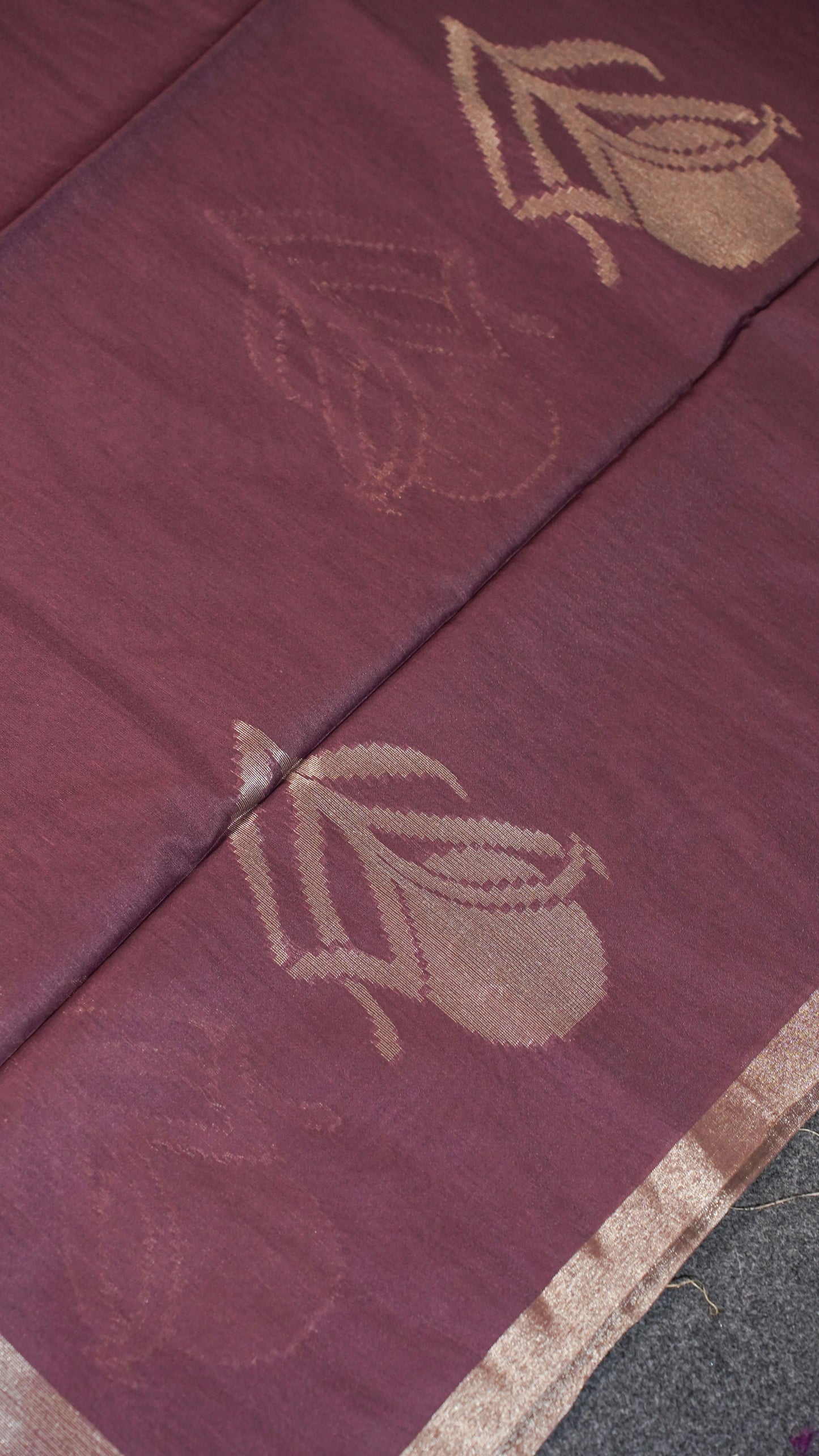 "UTSAV BANARAS 125" Banarasi Cherry Linen Upada Butta Silk Saree