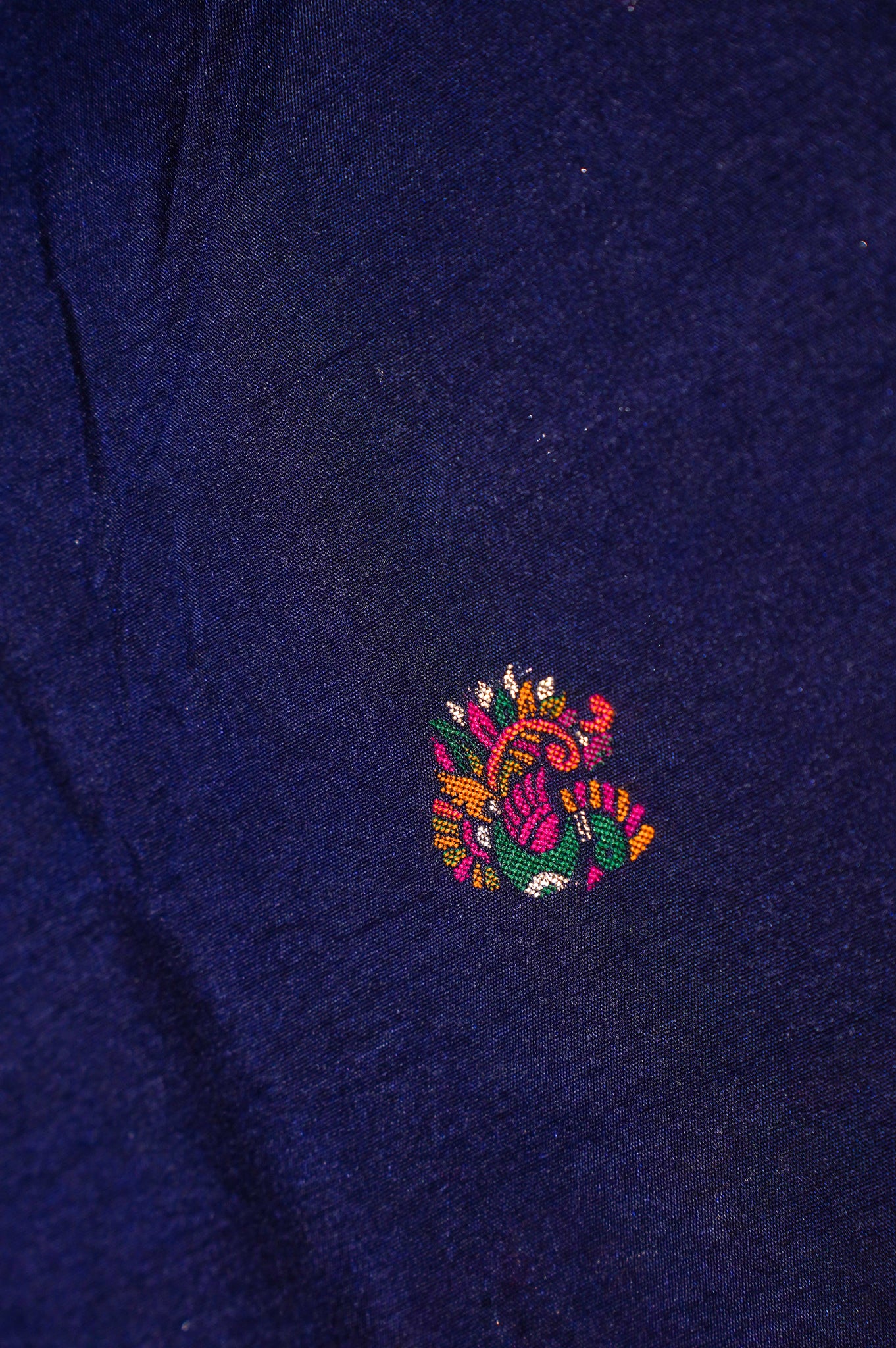 WAAH BANARAS: 131 Ink Blue Pashmina Silk Saree with Artistic Meenakari Work With Beautiful Pallu