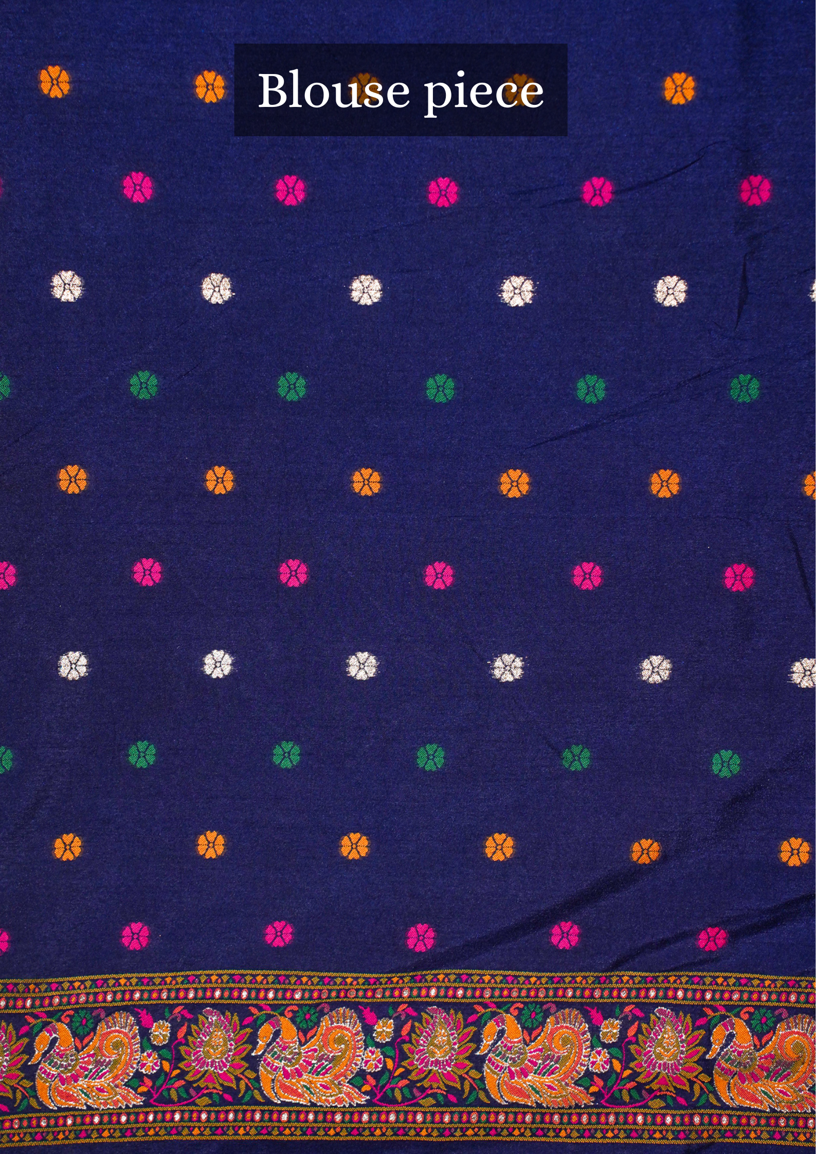 WAAH BANARAS: 131 Ink Blue Pashmina Silk Saree with Artistic Meenakari Work With Beautiful Pallu