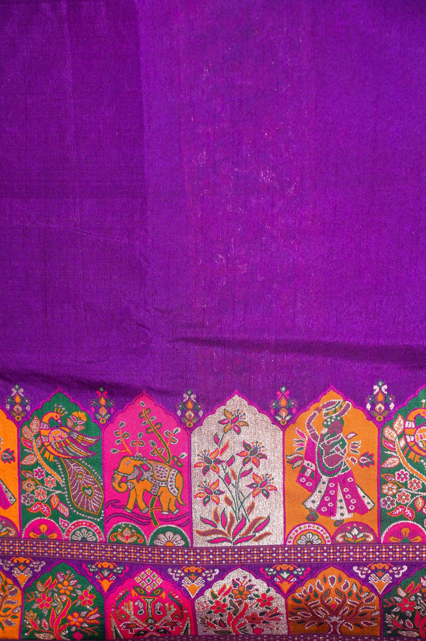 WAAH BANARAS 073: Ultra Violet Pashmina Silk Saree with Artistic Meenakari Work With Beautiful Pallu
