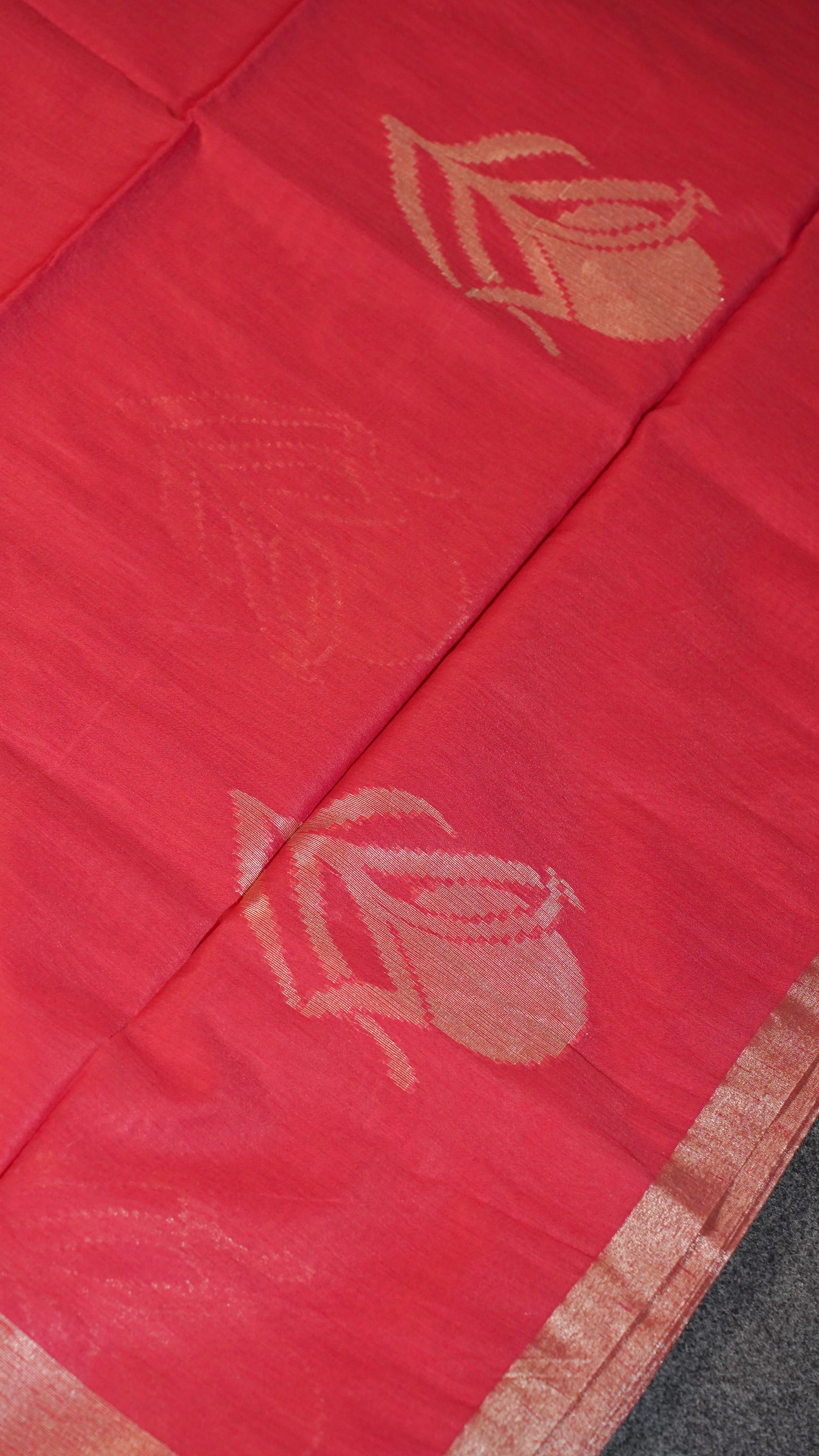 "UTSAV BANARAS 127" Banarasi Red Linen Upada Butta Silk Saree