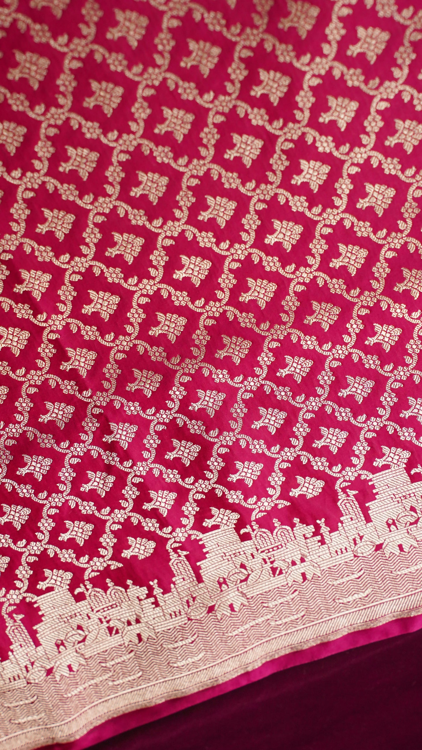 Banarasi Pure Massaru silk saree with Ghat Border