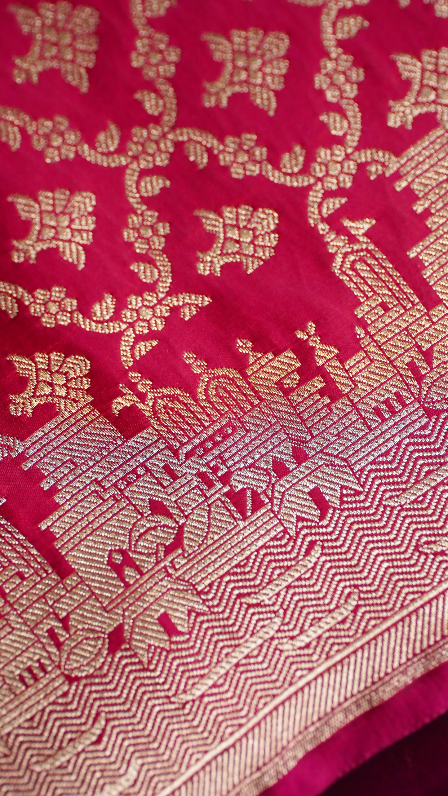 Banarasi Pure Massaru silk saree with Ghat Border