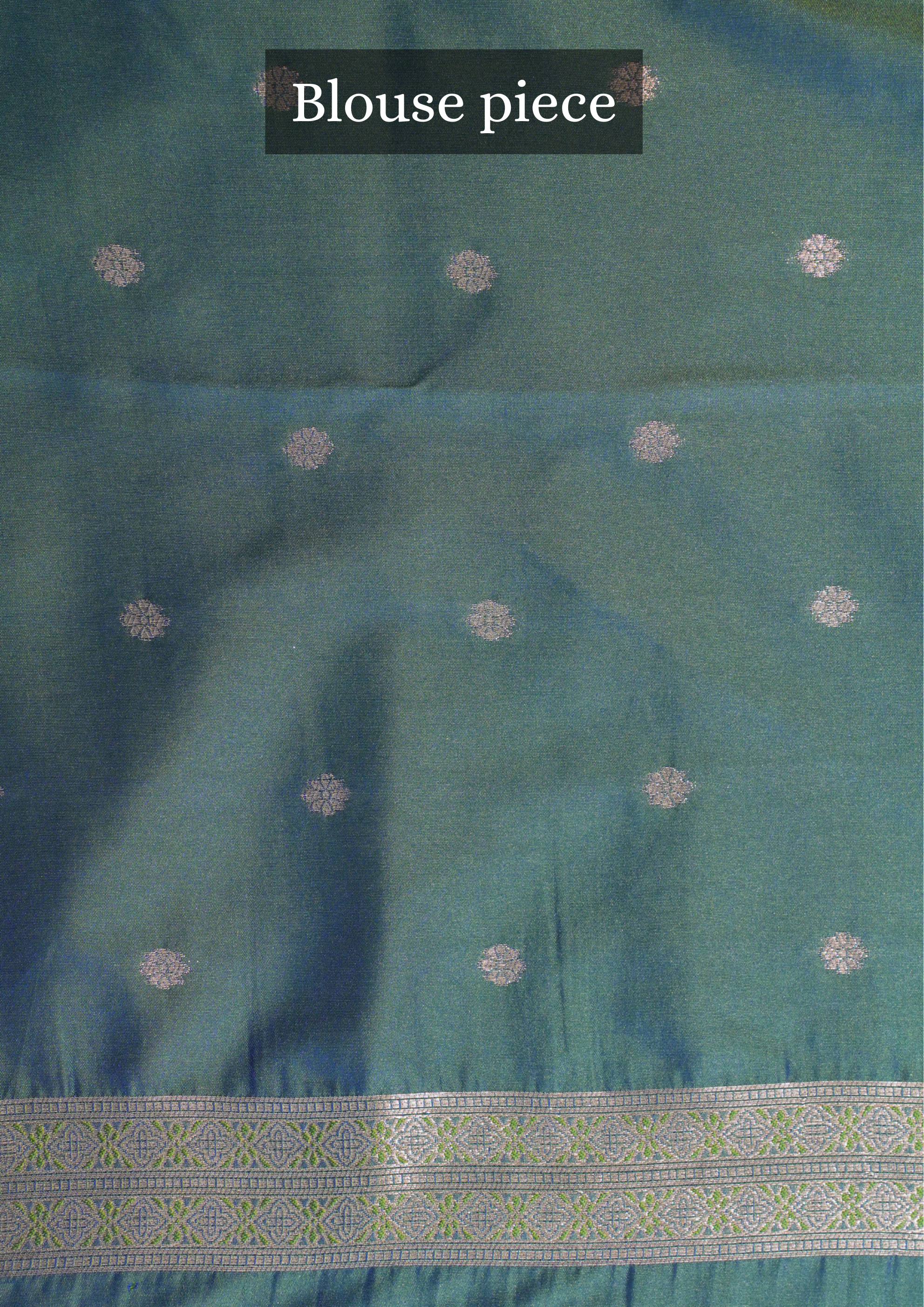UTSAV BANARAS 325:Dual Peacock Green Banarasi raw silk Saree with Small Zari Buti, Zari Pallu & Animal Border