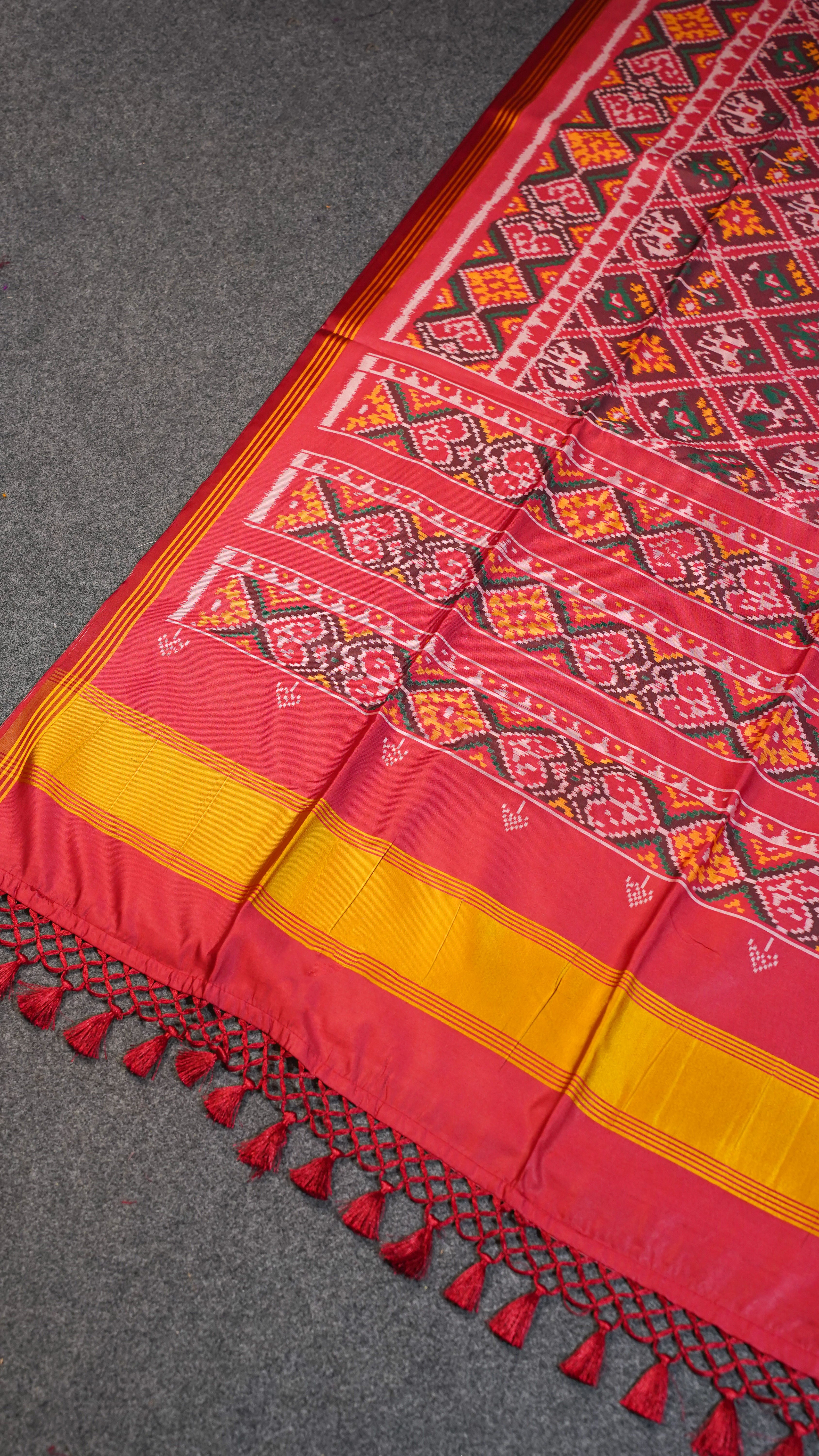 "UTSAV BANARAS 105" Banaras Royal Maroon Patola Silk Saree