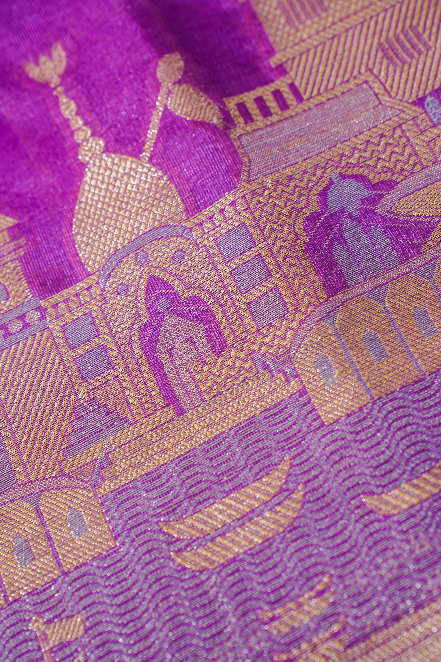 Saudamini Purple Kashi Ghat Pattern Banarasi Silk Saree