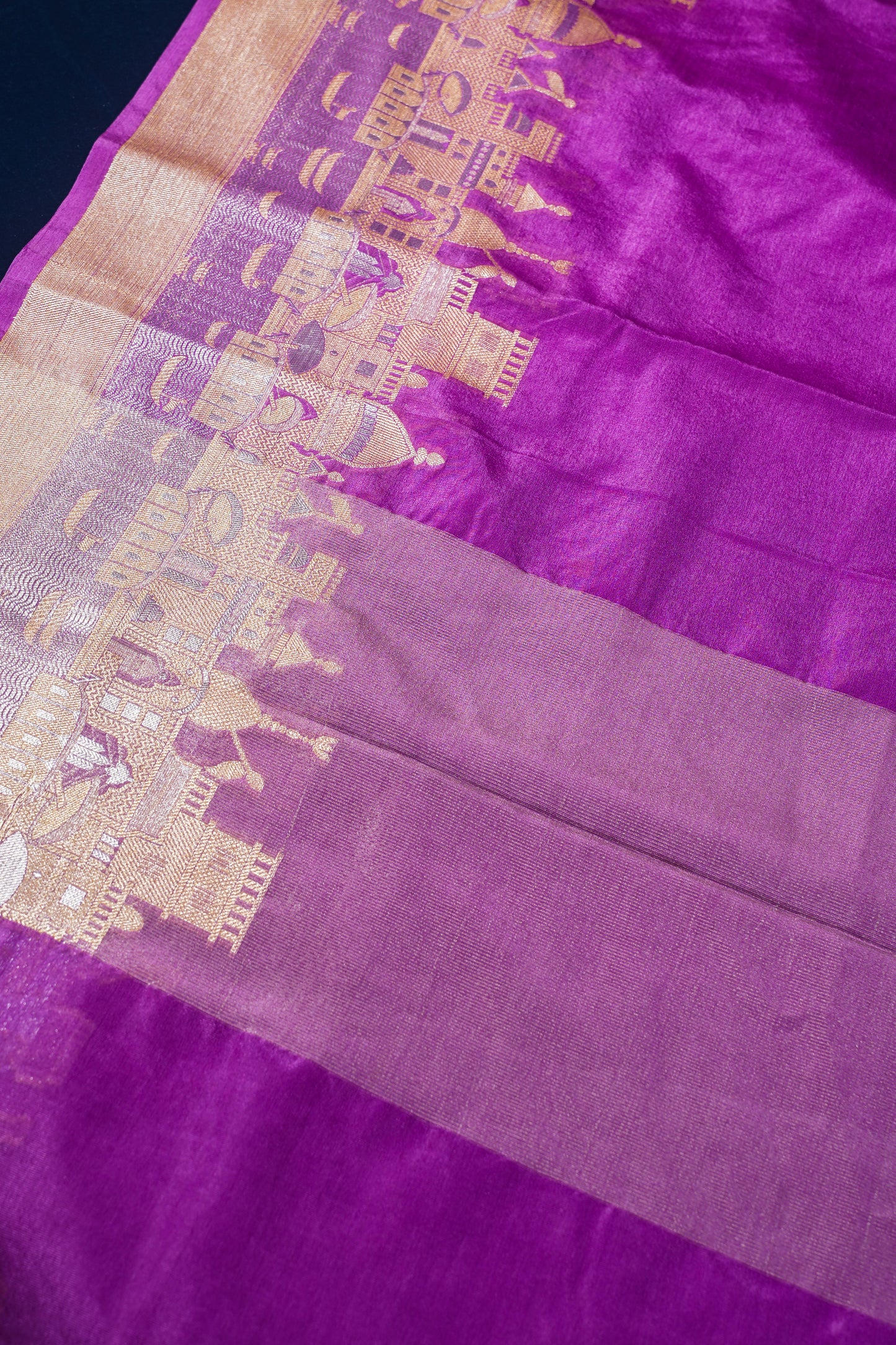 Saudamini Purple Kashi Ghat Pattern Banarasi Silk Saree