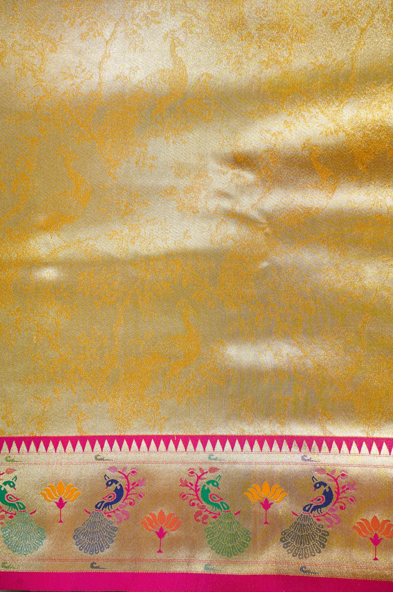 UTSAV BANARAS 352: Royal Gold Brocade Tissue Silk Saree with Multicolor Meenakari Zari Border & Artistic Palla