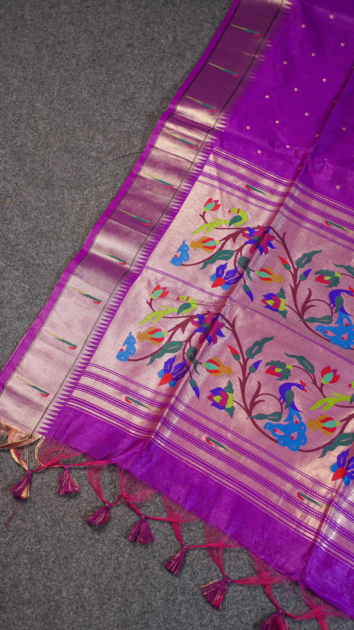 "UTSAV BANARAS 102" Banarasi Purple Peacock Pethani Silk Saree