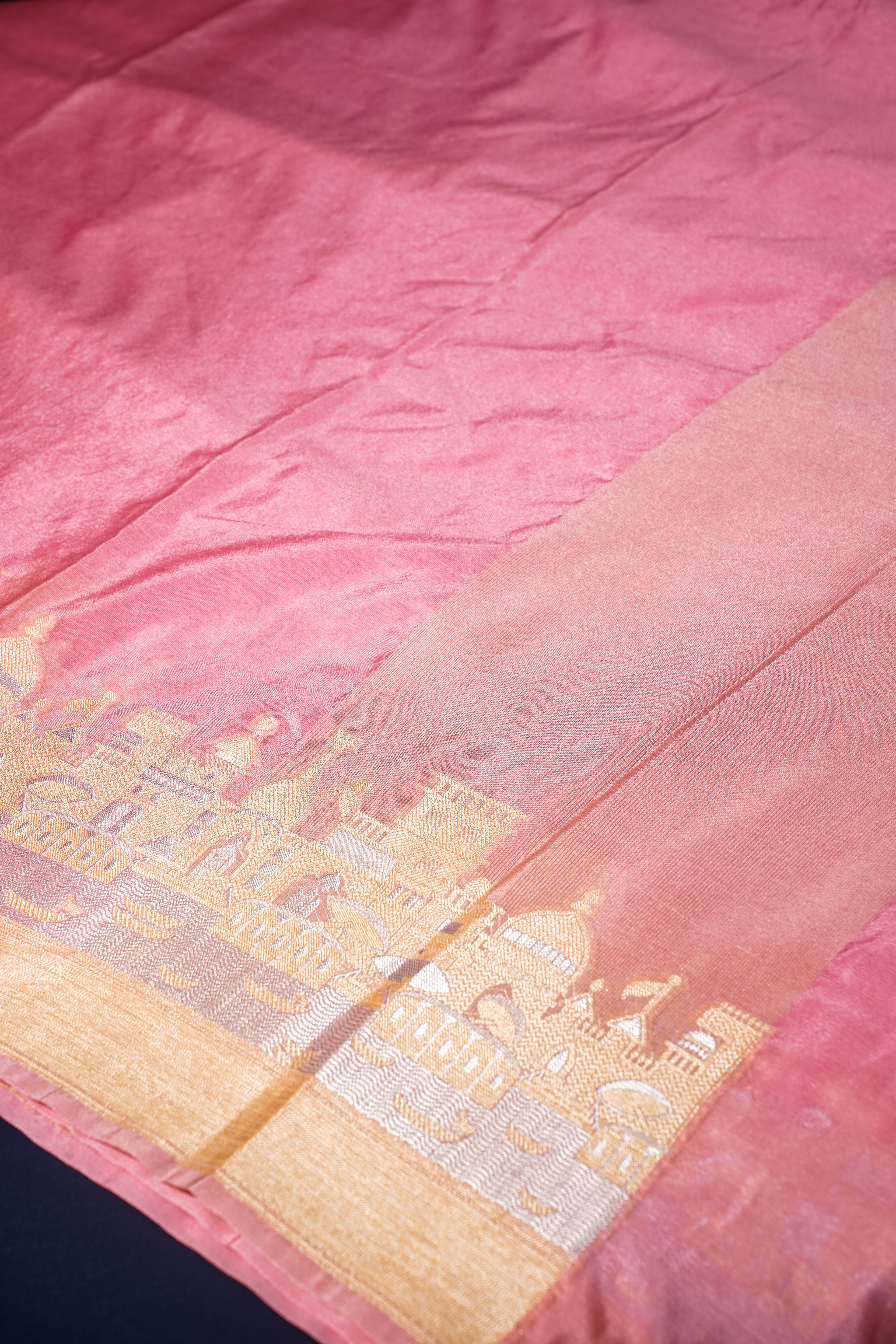 "UTSAV BANARAS 003C" Banarasi Light Pink Kashi Ghat Pattern Silk Saree