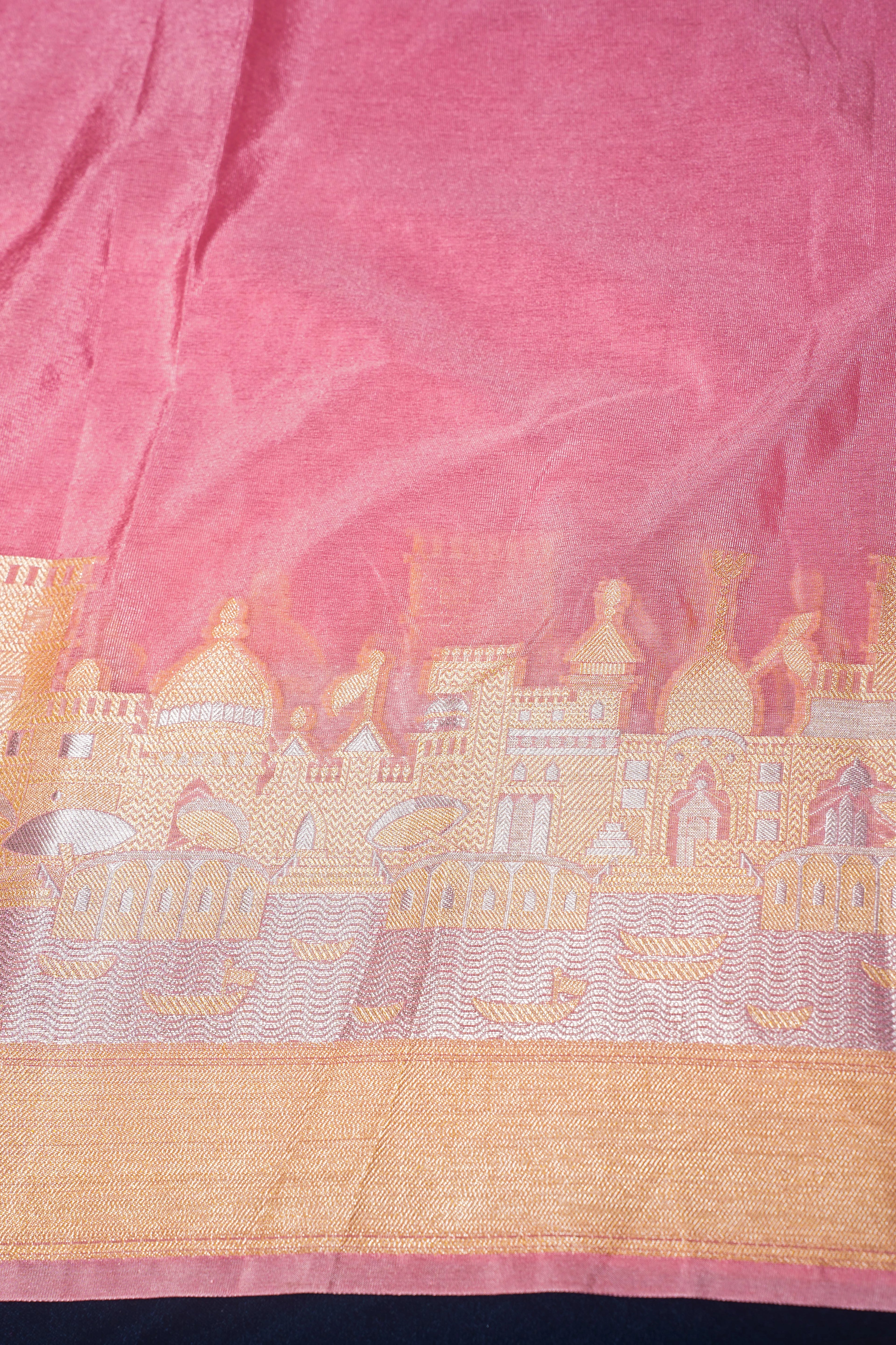 "UTSAV BANARAS 003C" Banarasi Light Pink Kashi Ghat Pattern Silk Saree