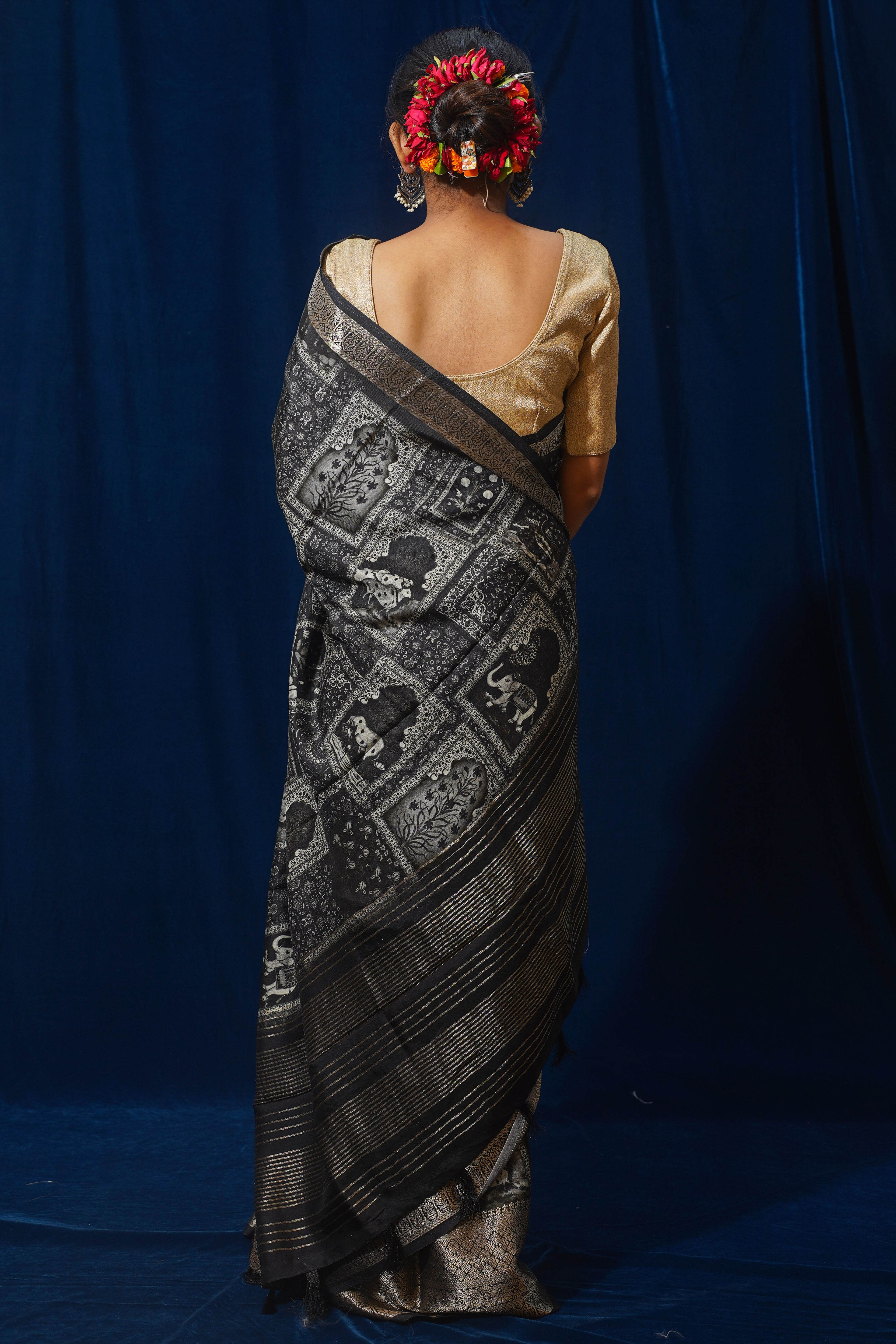 Kalavati Natural Moonga Georgette Saree With Handloom Border