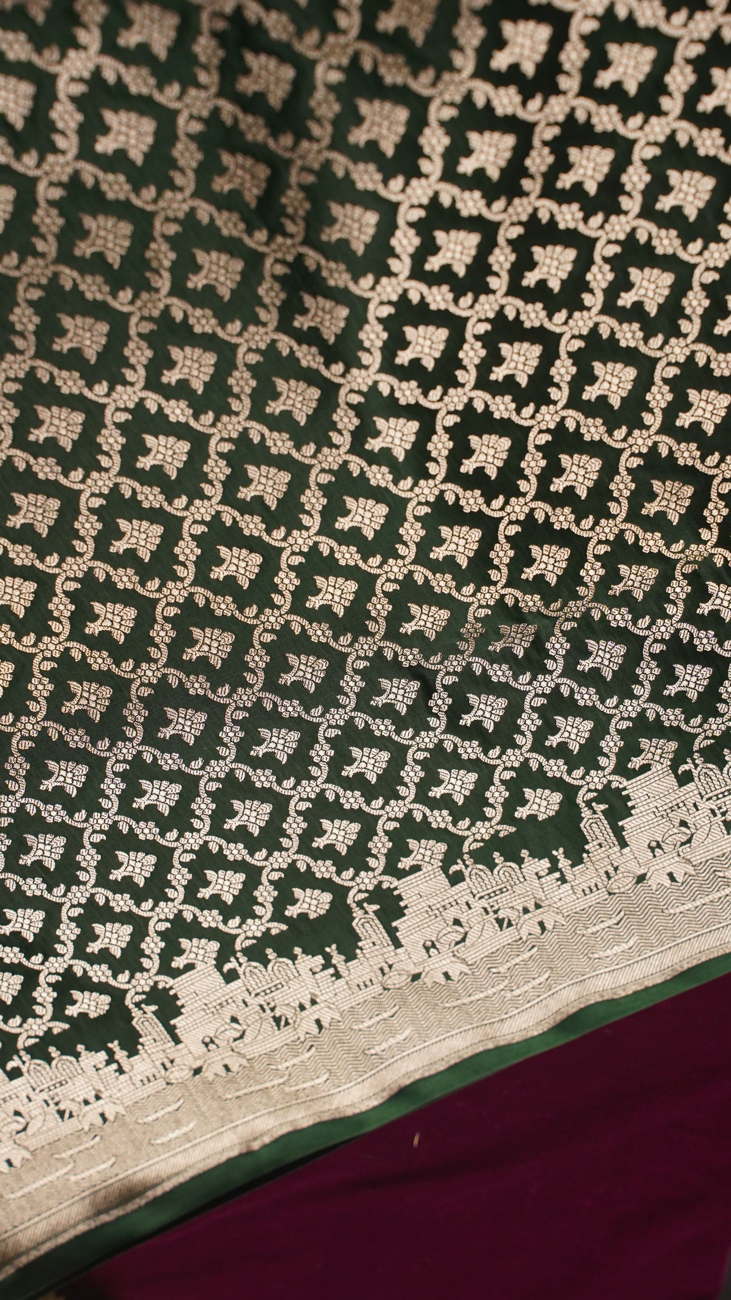 Banarasi Pure Massaru silk saree with Ghat Border