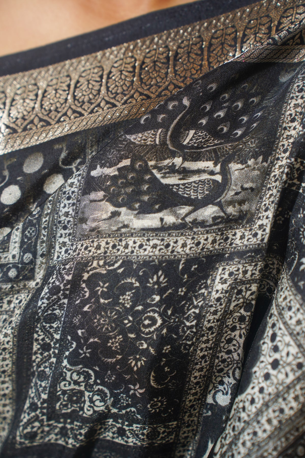 Kalavati Natural Moonga Georgette Saree With Handloom Border