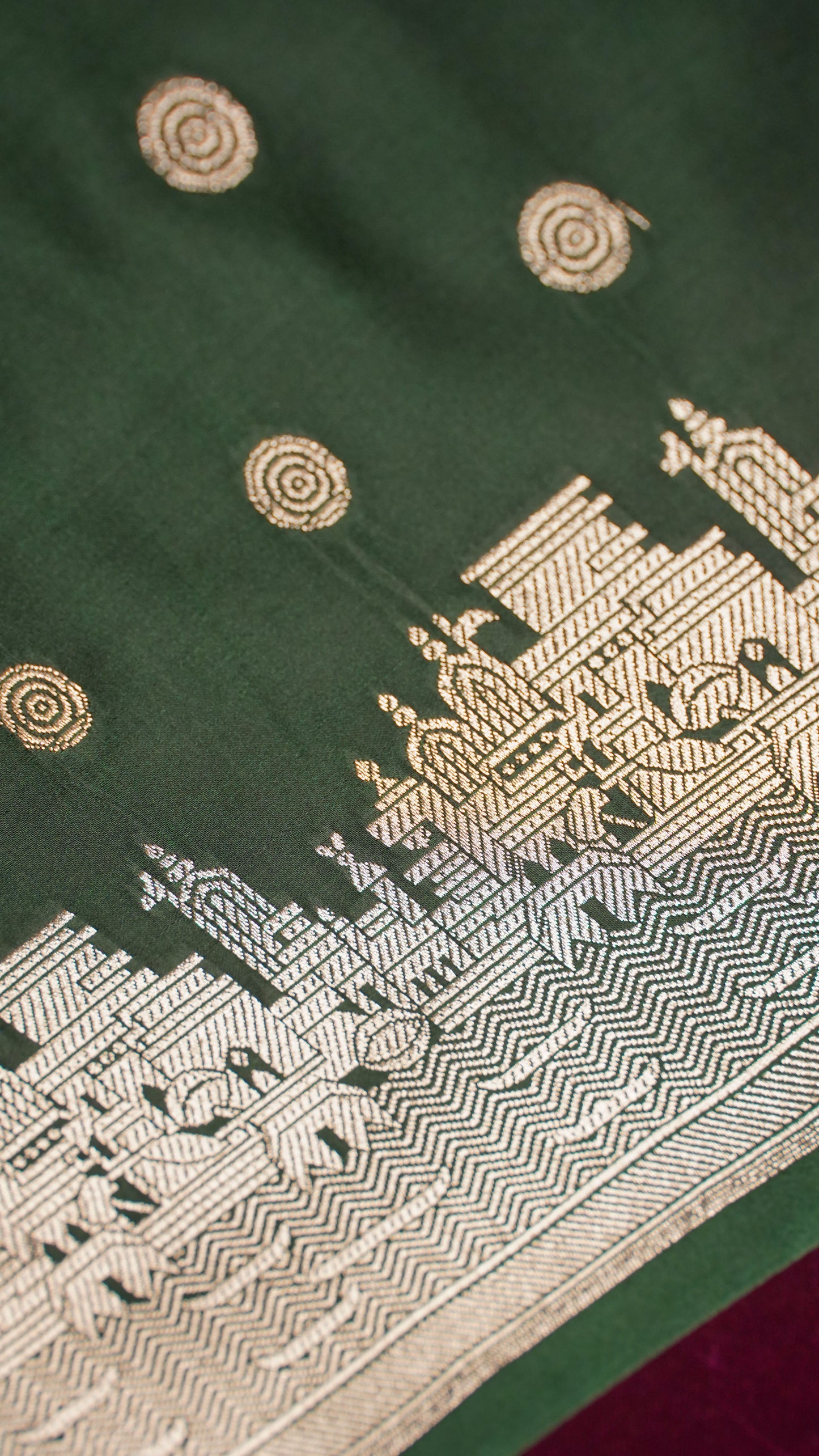 Banarasi Pure Massaru silk saree with Ghat Border