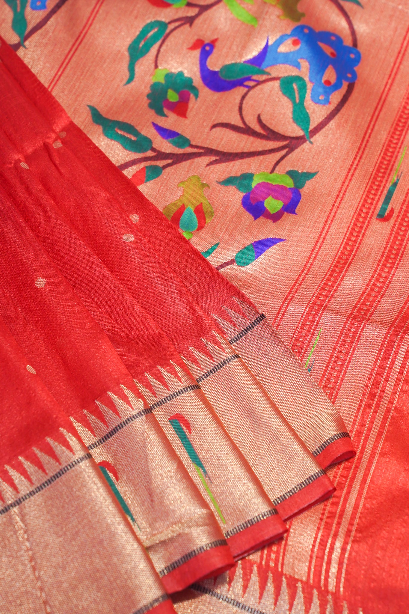 "UTSAV BANARAS 184" Banarasi Red Peacock Silk Saree