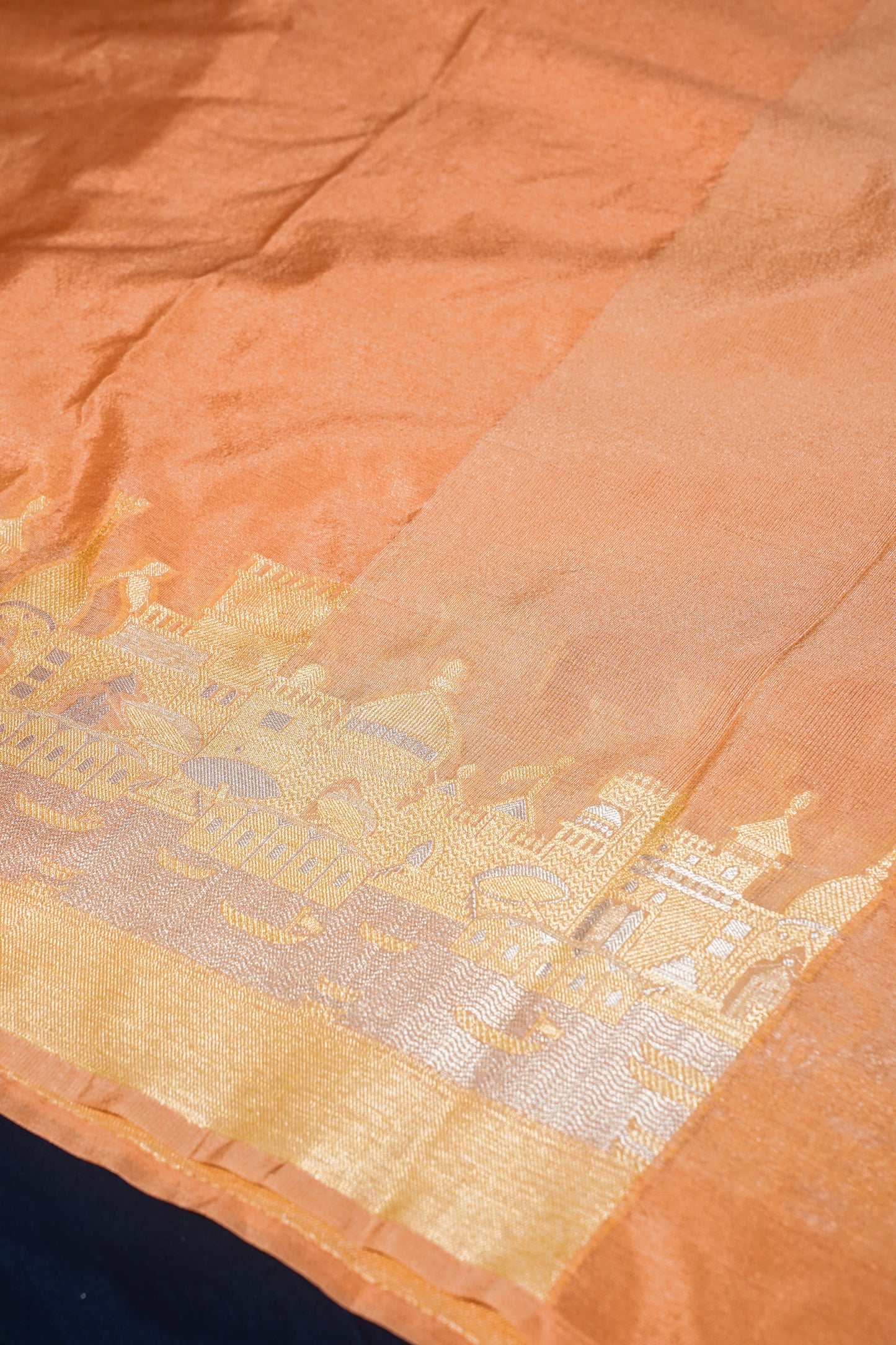 Shriji Peach Kashi Ghat Pattern Banarasi Silk Saree