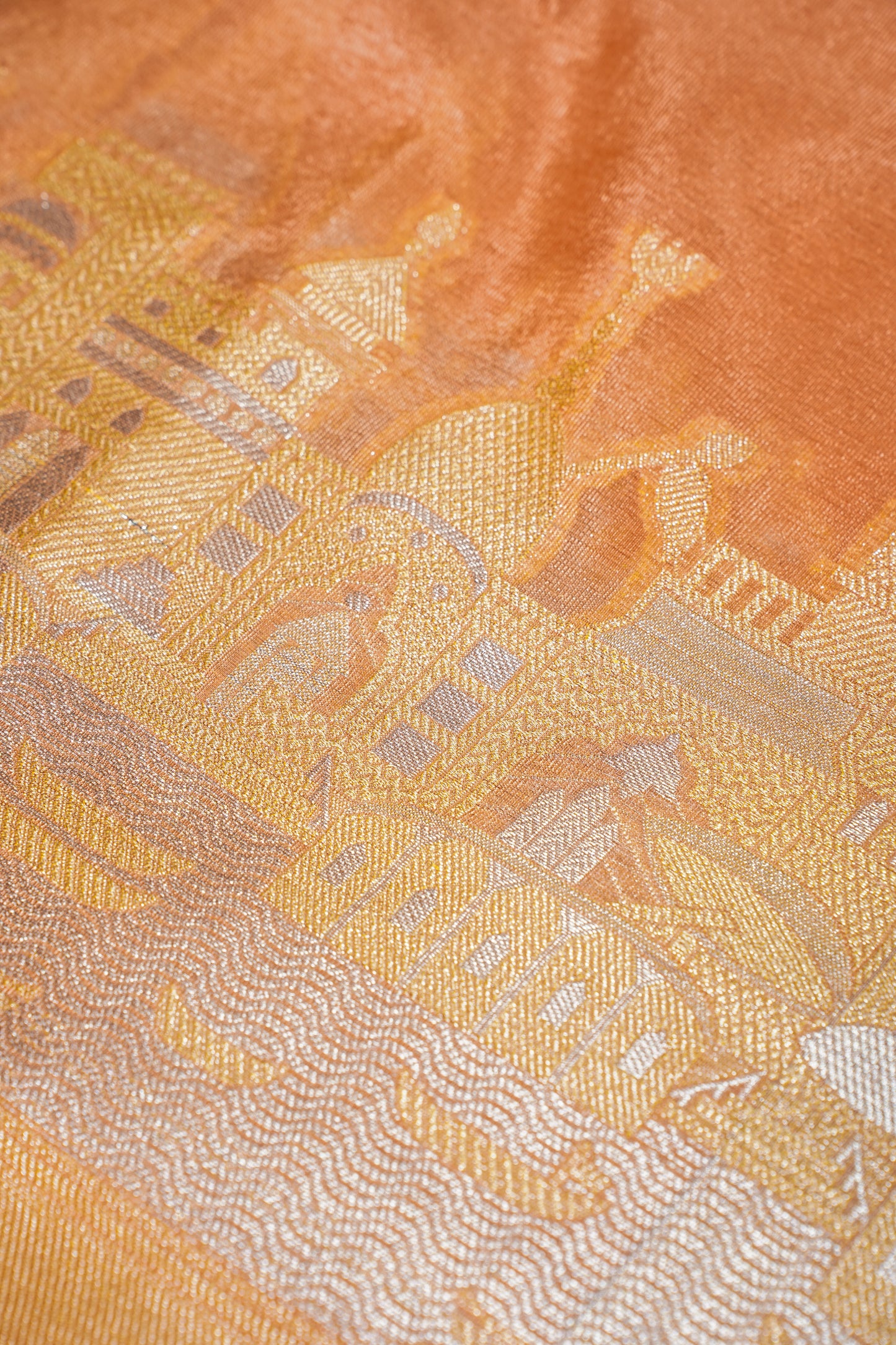 Shriji Peach Kashi Ghat Pattern Banarasi Silk Saree