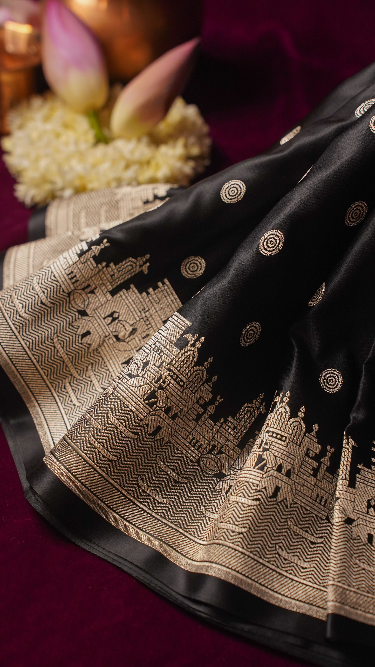 Banarasi Pure Massaru silk saree with Ghat Border