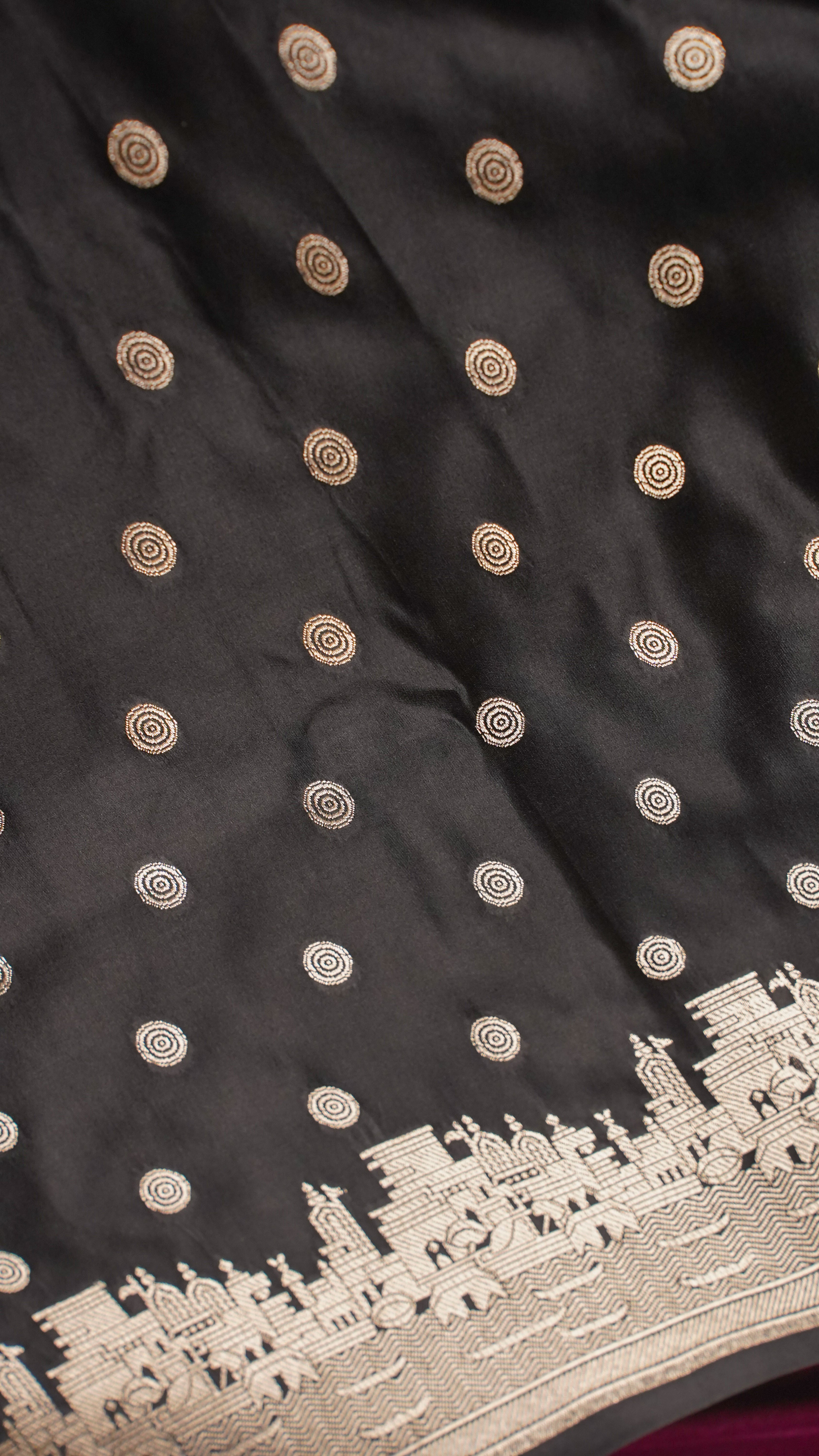"WAAH BANARAS 055H" Banarasi Pure Mashru silk saree with Ghat Border
