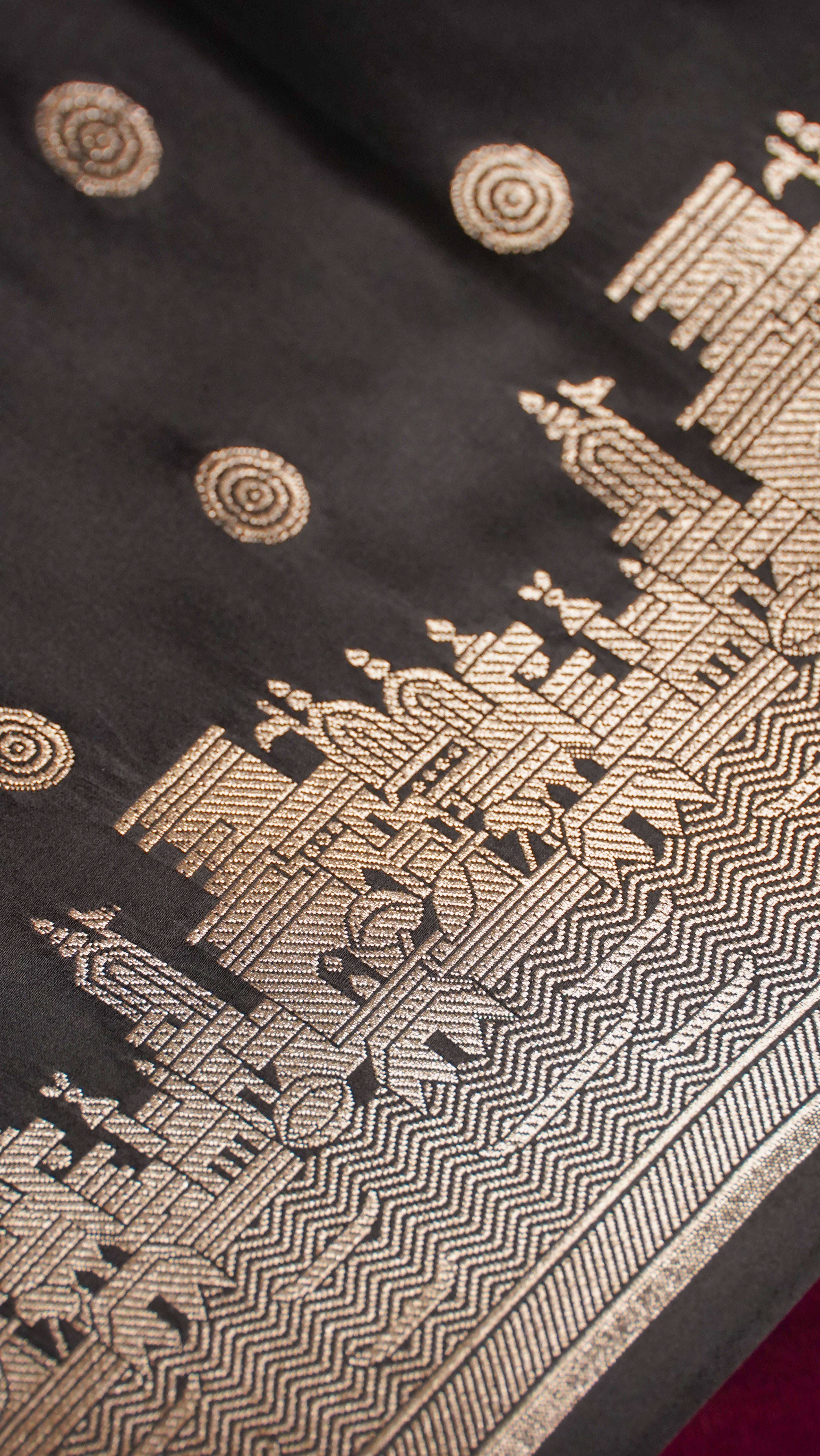 "WAAH BANARAS 055H" Banarasi Pure Mashru silk saree with Ghat Border