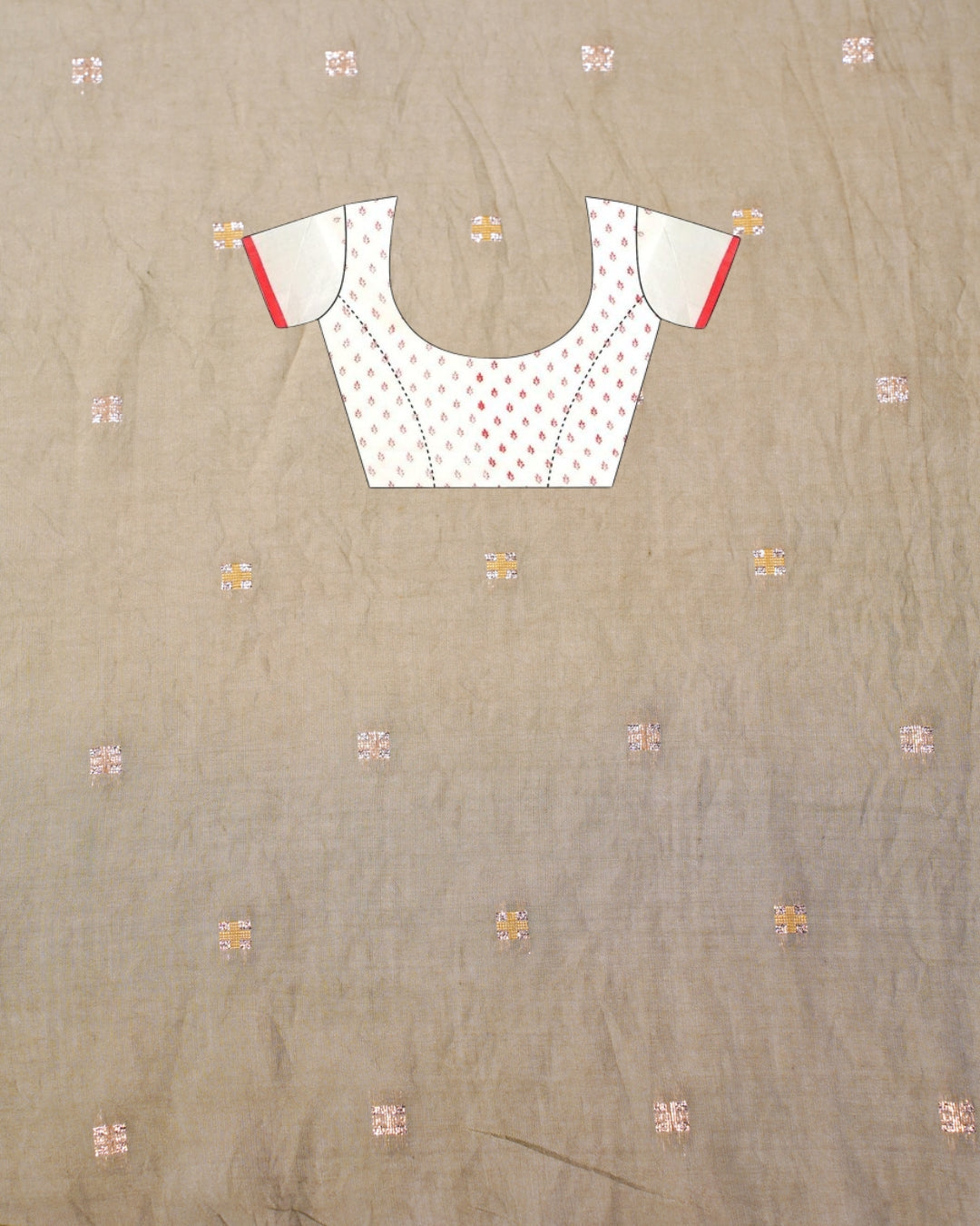 "UTSAV BANARAS 483" Banarasi Taupe Beige Linen Silk Saree With Pencil Sketch Floral Embroidery