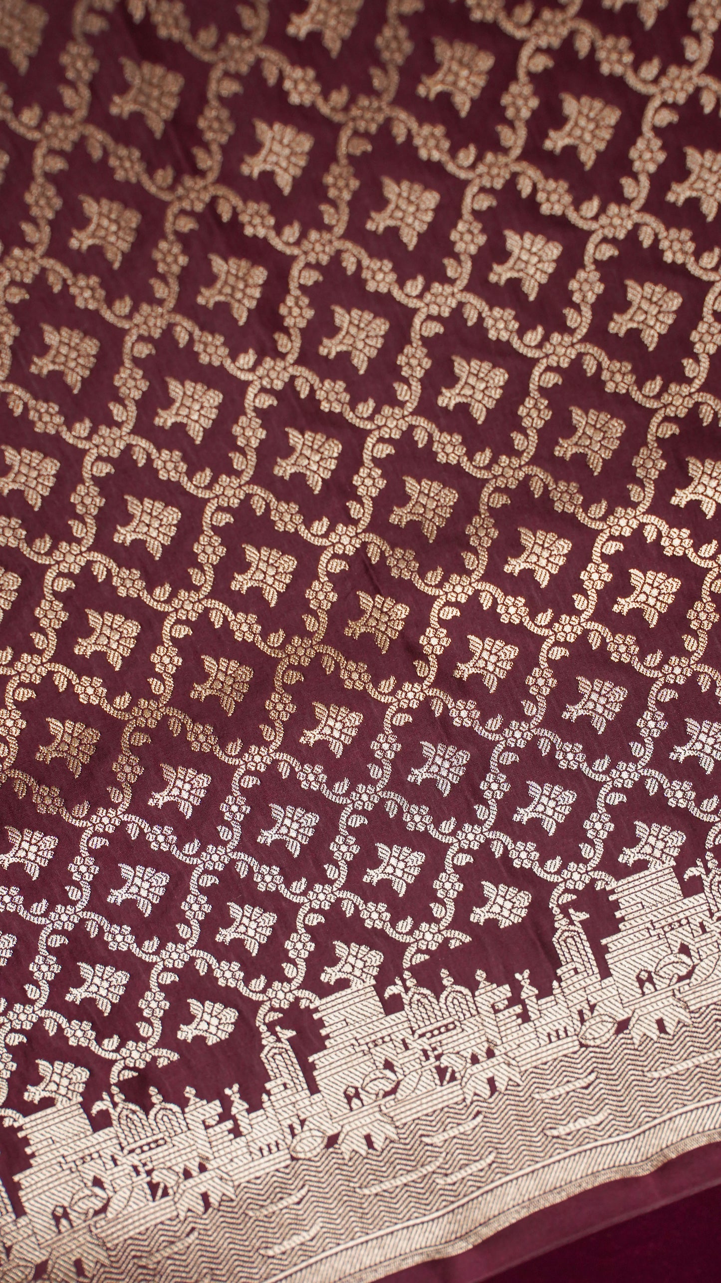 Banarasi Pure Massaru silk saree with Ghat Border
