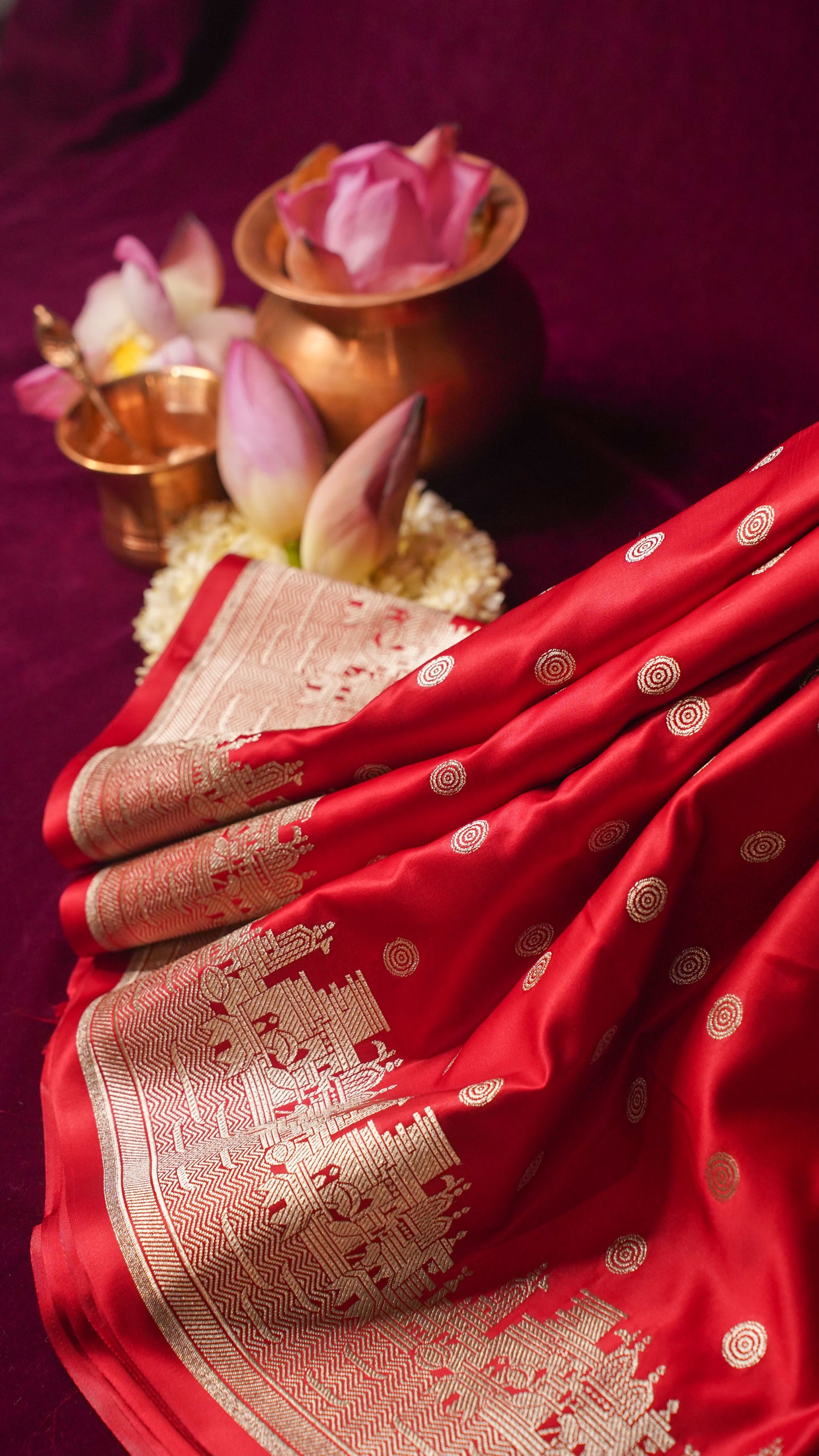 Banarasi Pure Massaru silk saree with Ghat Border