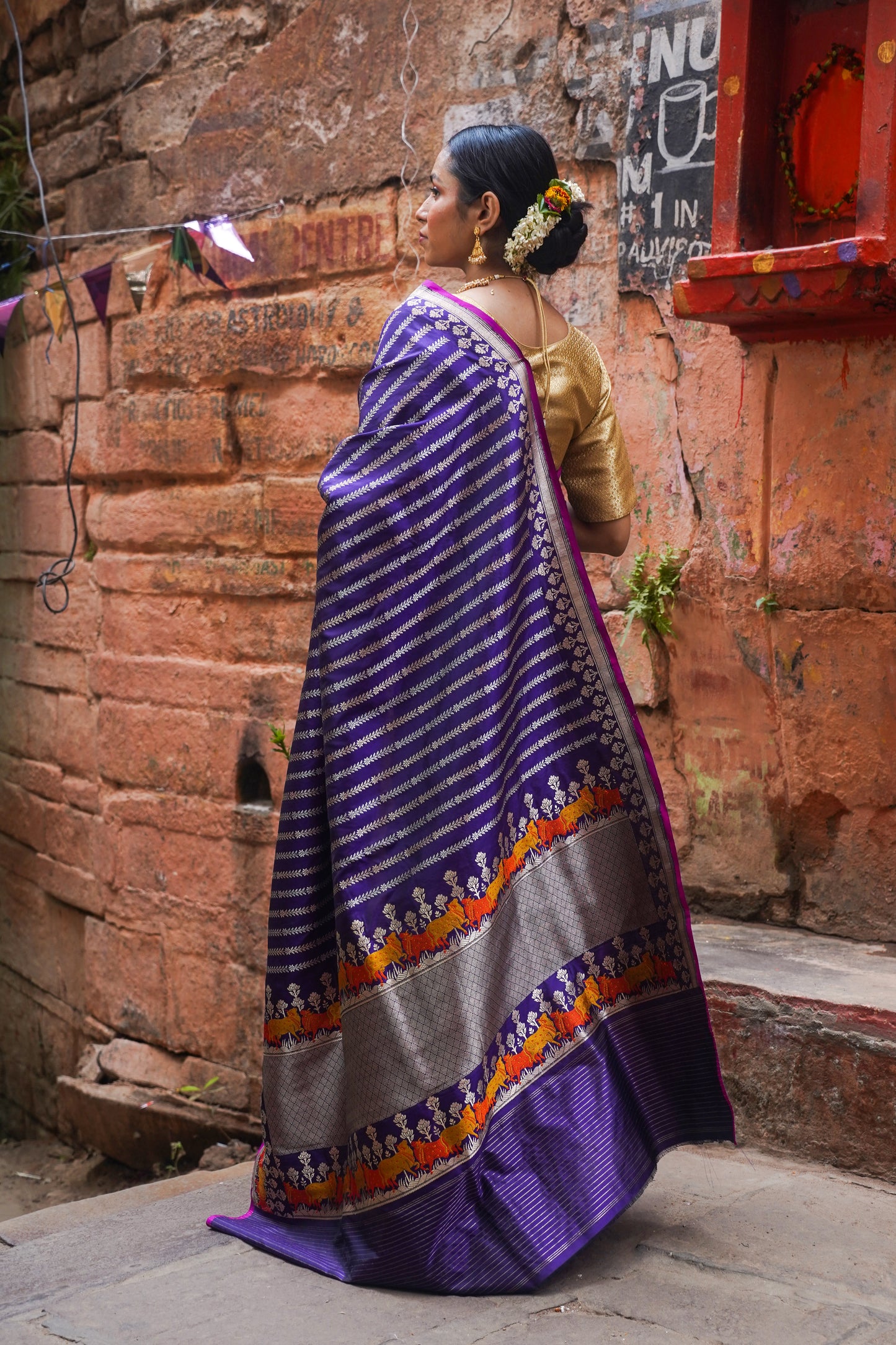 Yamuna Dark Purple Pure Kadwa Banarasi Handwoven Saree