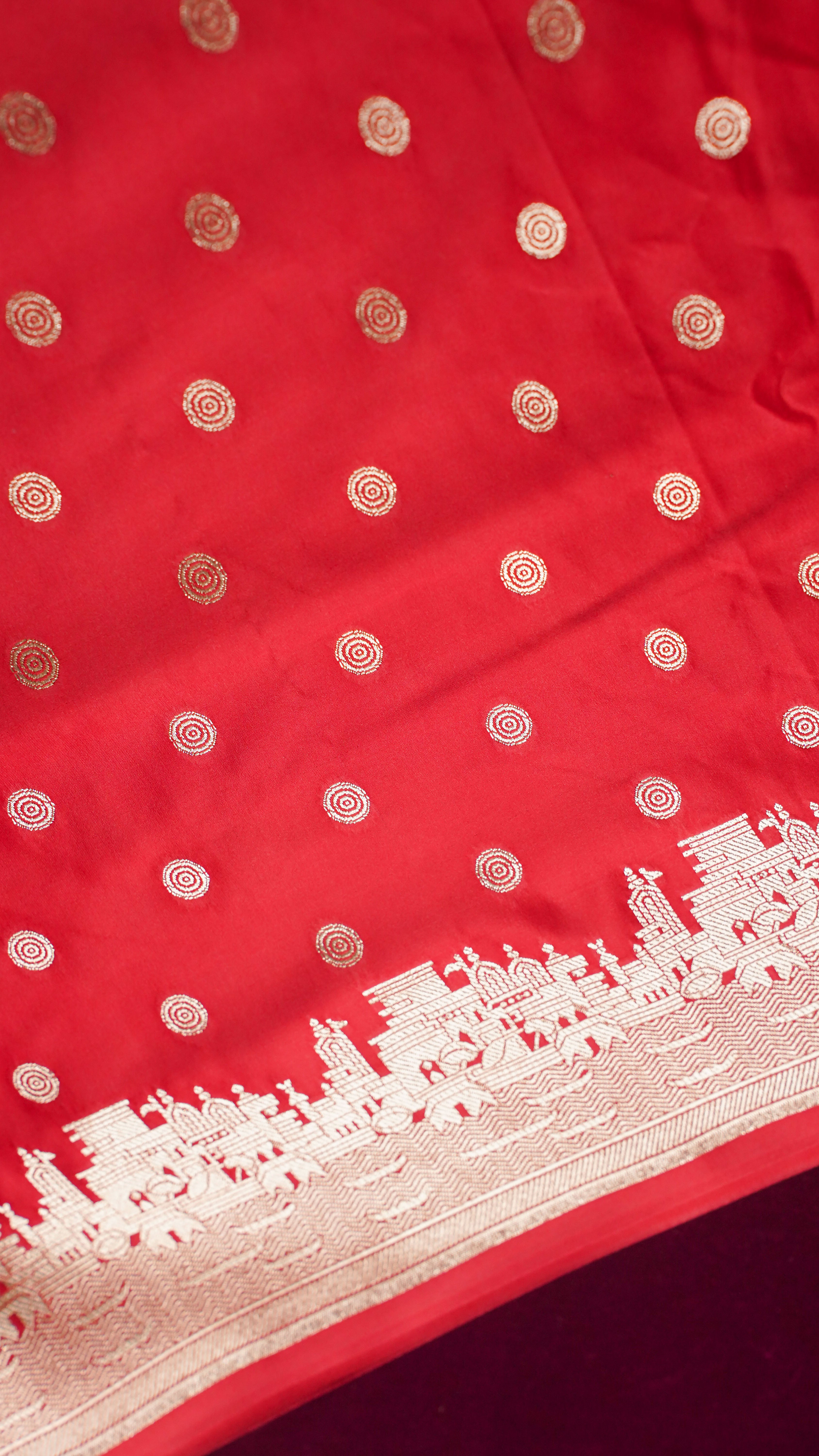 "WAAH BANARAS 055I" Banarasi Pure Mashru silk saree with Ghat Border