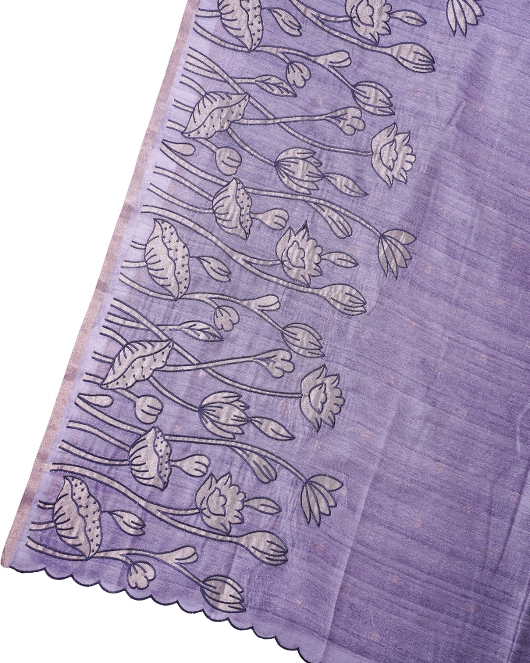 "UTSAV BANARAS 484" Banarasi Lavender-Grey Linen Silk Saree With Pencil Sketch Floral Embroidery
