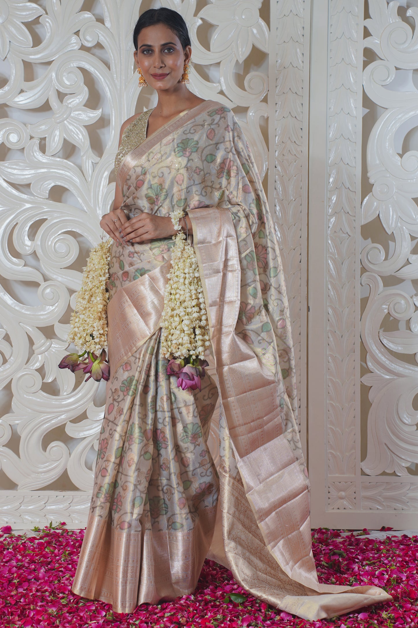 "UTSAV BANARAS 020" Off White Rangkat Banarasi Silk Saree