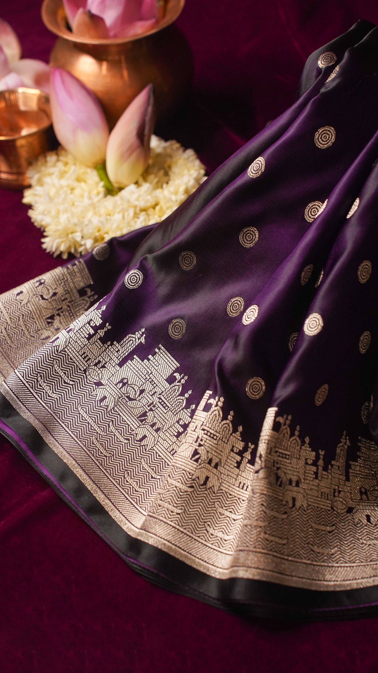 Banarasi Pure Massaru silk saree with Ghat Border