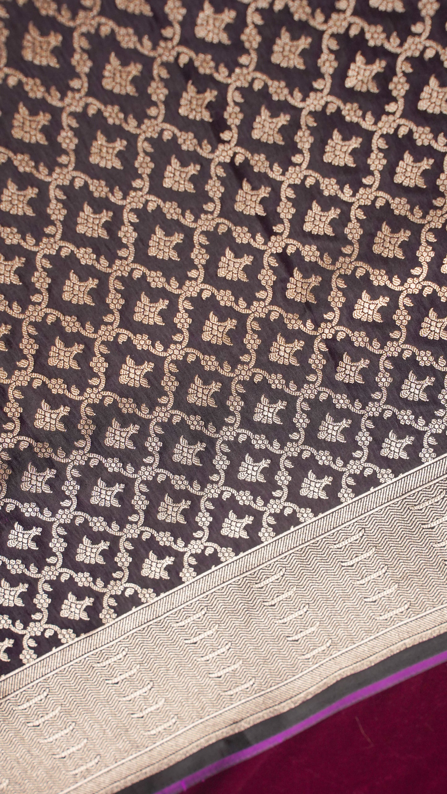 Banarasi Pure Massaru silk saree with Ghat Border