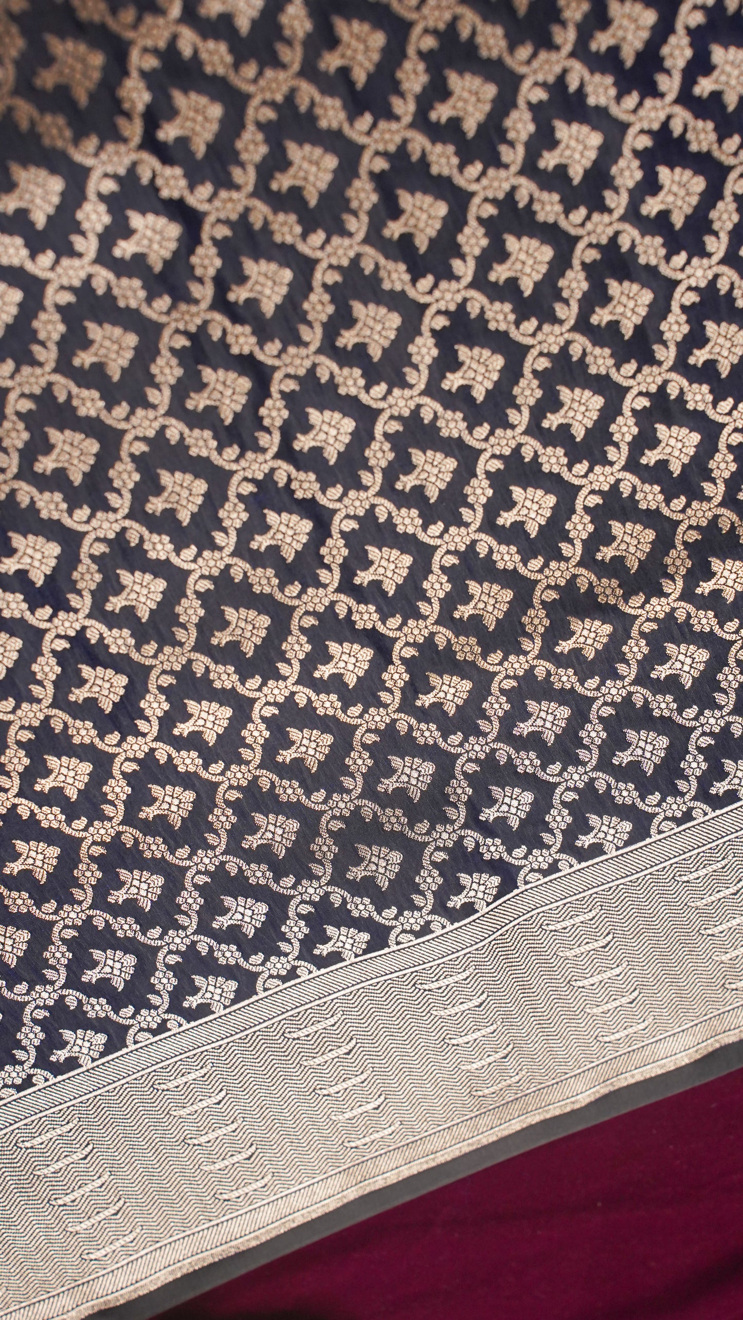 Banarasi Pure Massaru silk saree with Ghat Border