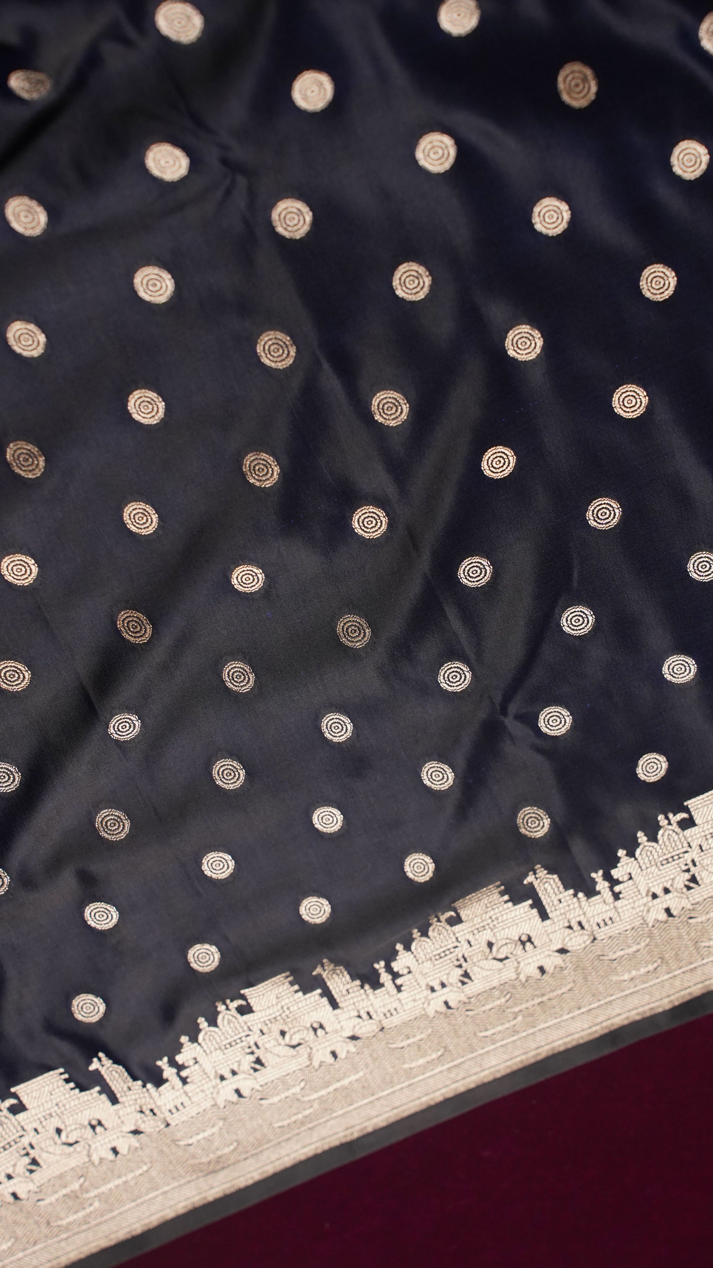 Banarasi Pure Massaru silk saree with Ghat Border