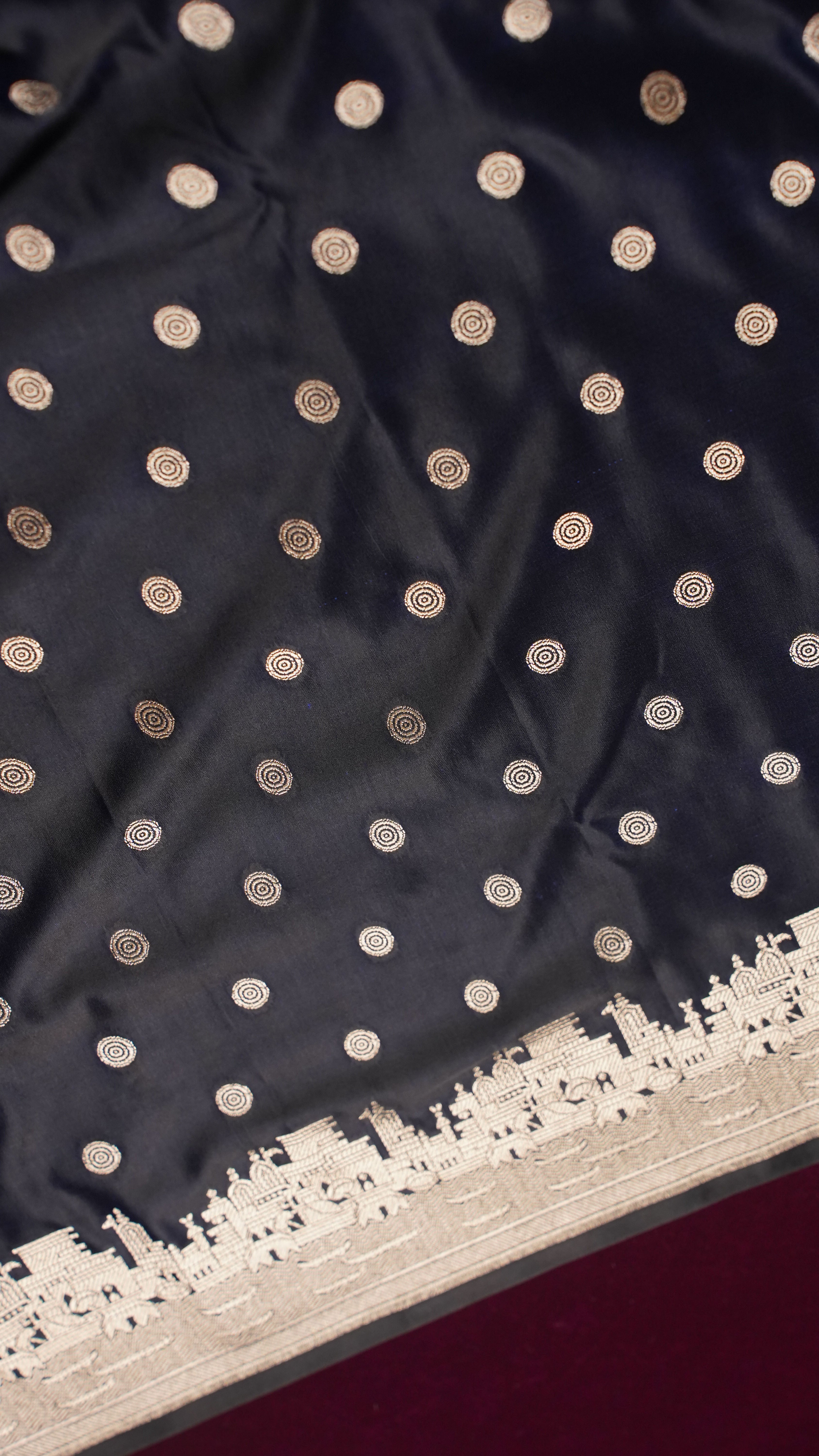 "WAAH BANARAS 055B" Banarasi Pure Mashru silk saree with Ghat Border