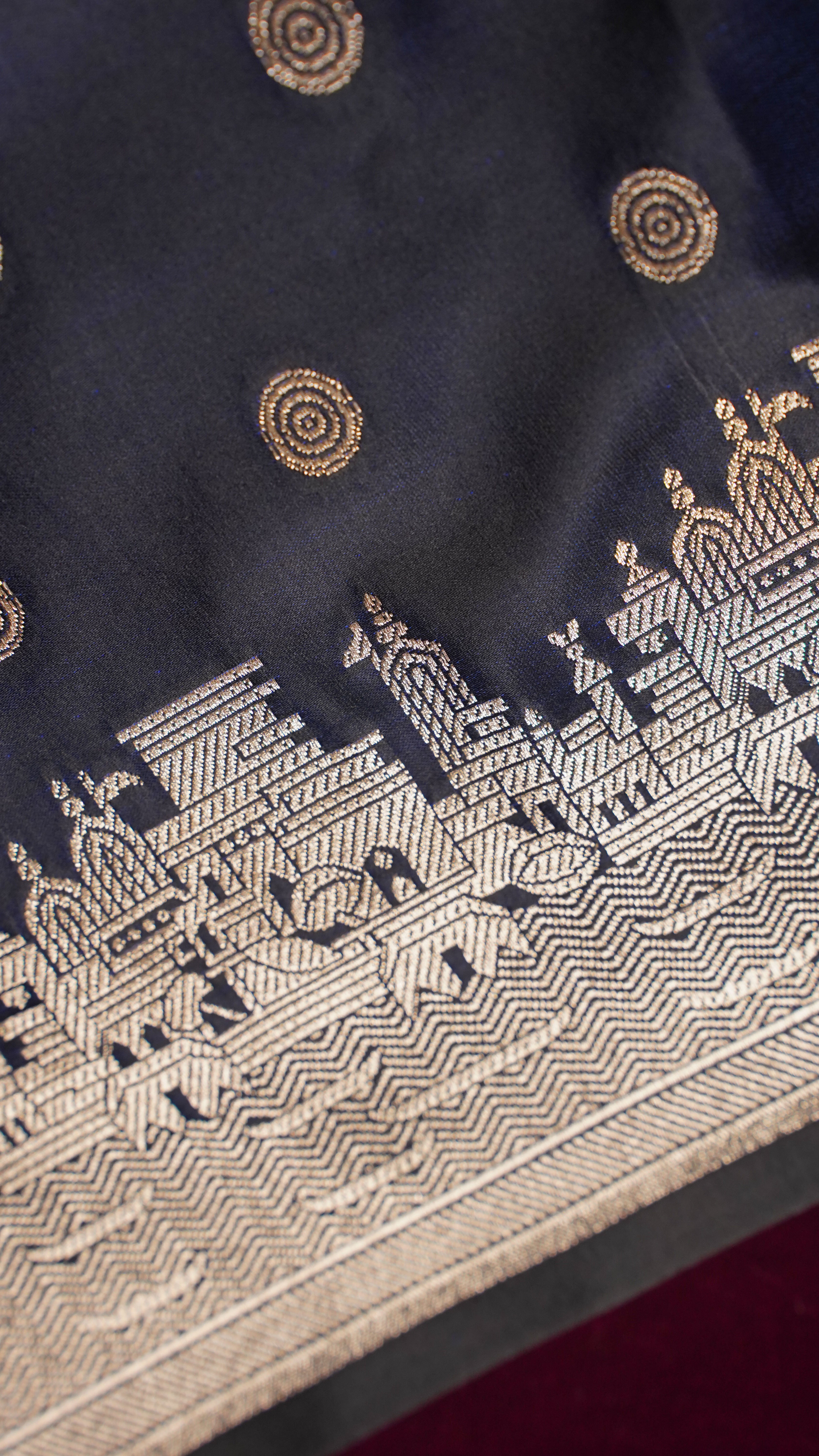 "WAAH BANARAS 055B" Banarasi Pure Mashru silk saree with Ghat Border