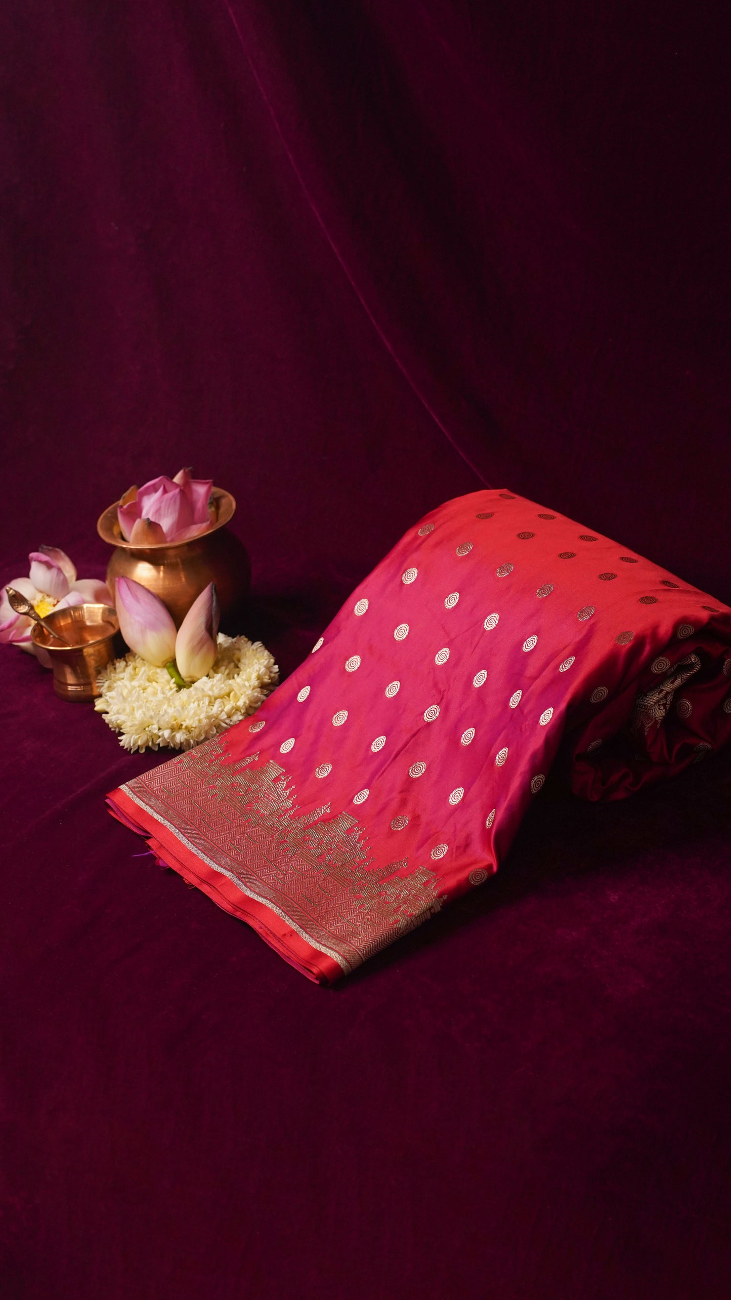 Banarasi Pure Massaru silk saree with Ghat Border