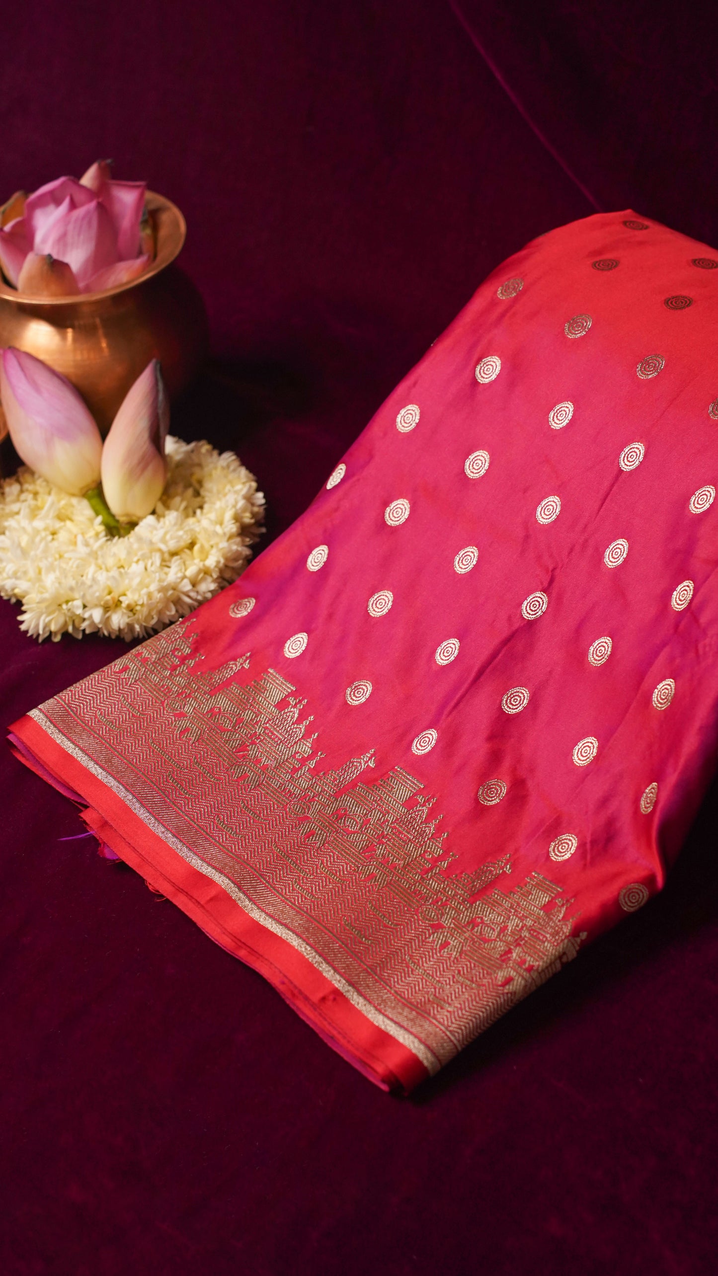 Banarasi Pure Massaru silk saree with Ghat Border