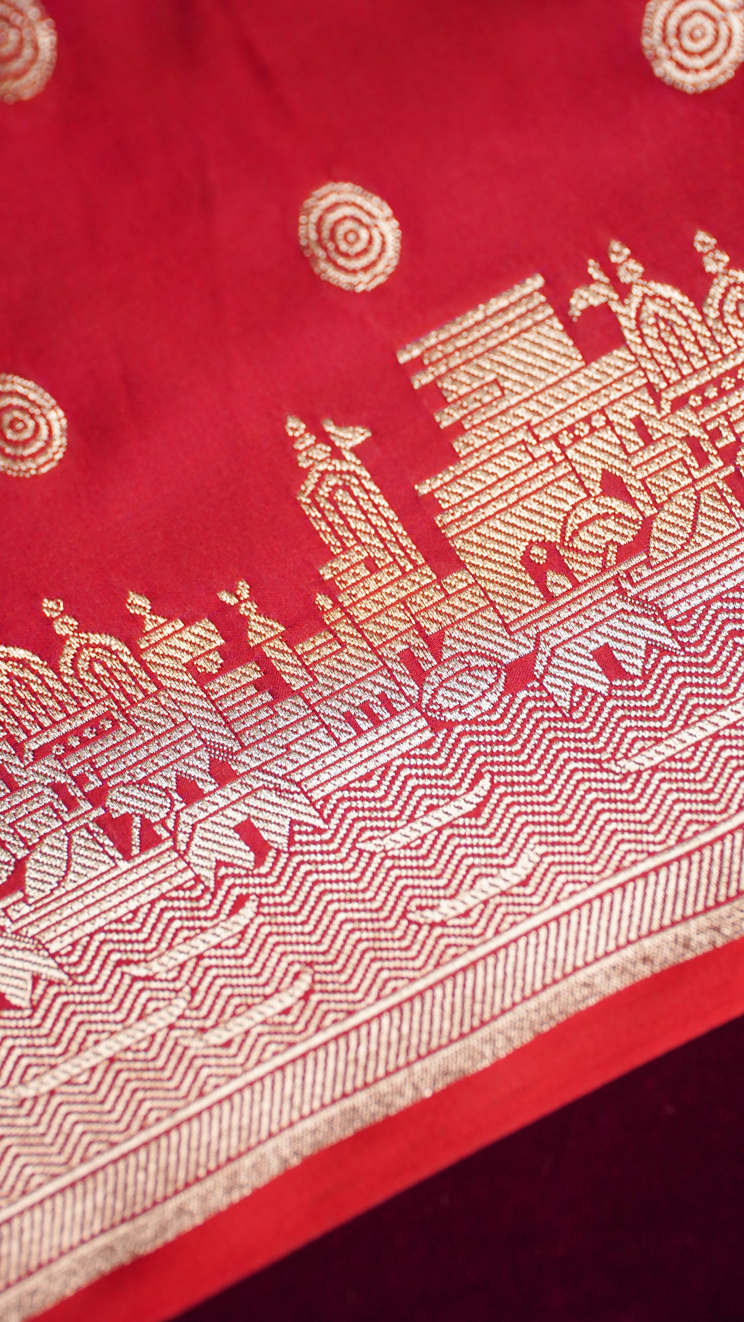 Banarasi Pure Massaru silk saree with Ghat Border