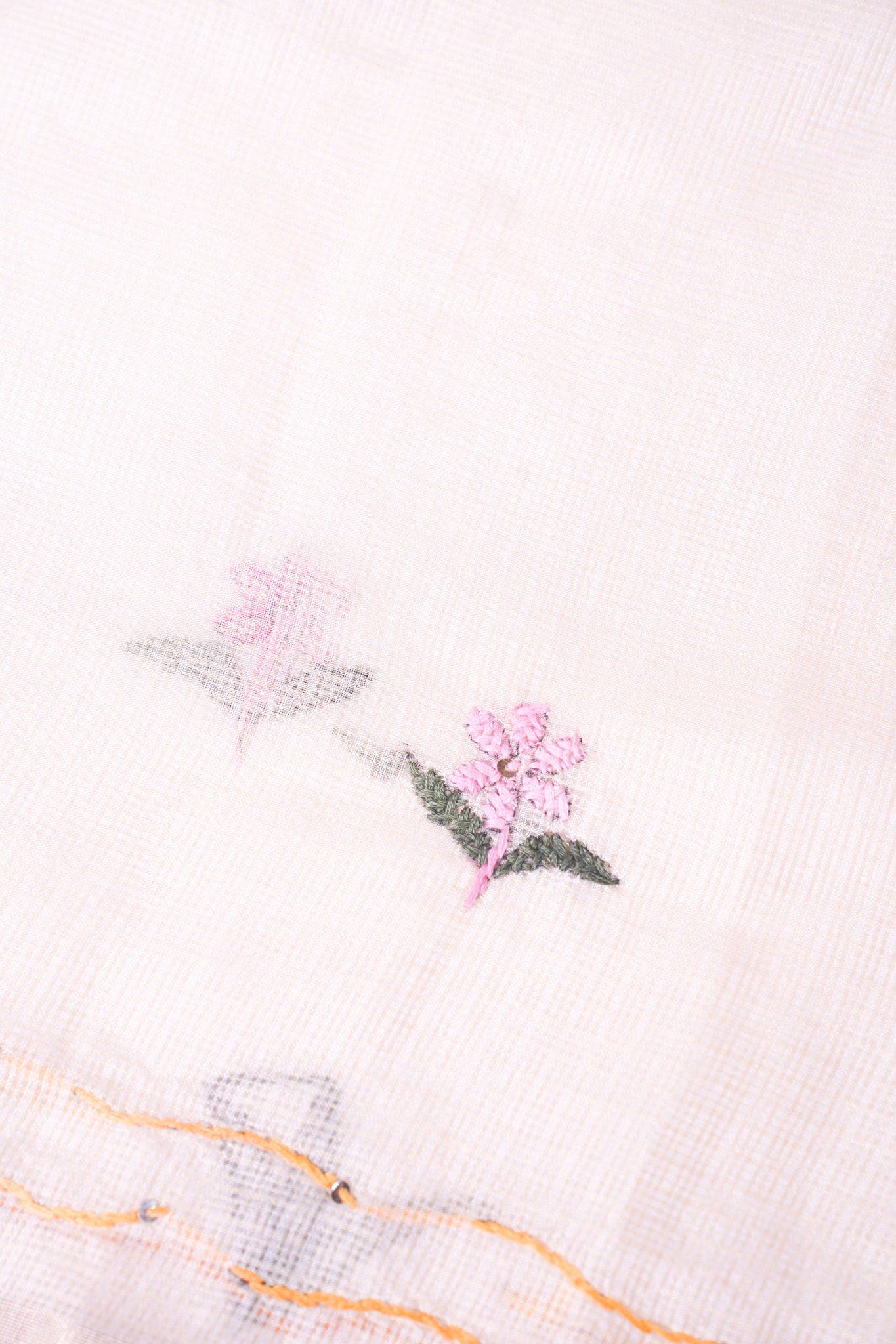 "UTSAV BANARAS 341" Banarasi Cream Munga Silk Saree With Multicolored Camel Applique Embroidery