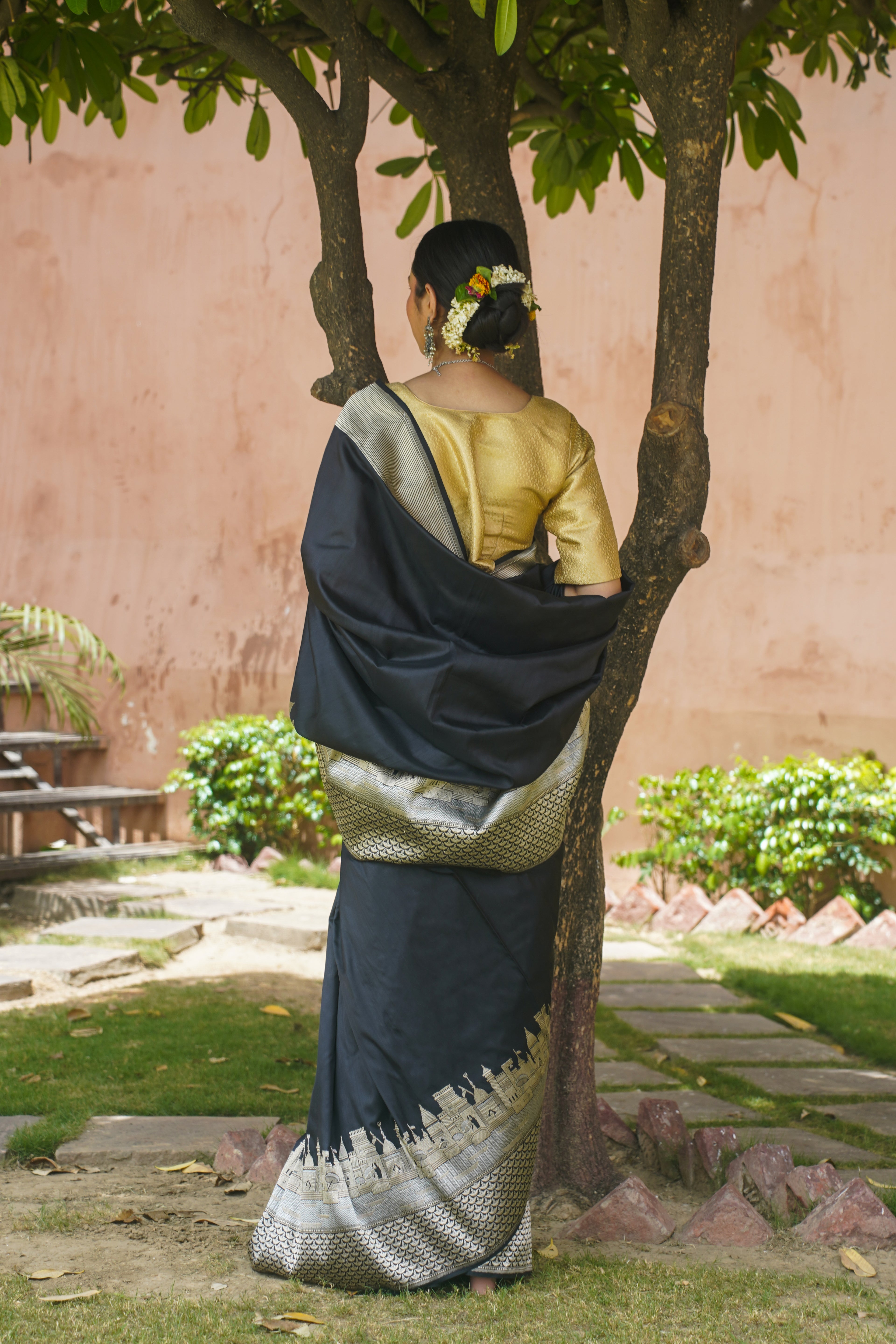 "VIRASAT 011" Black Pure Katan Silk Banarasi Handloom Saree