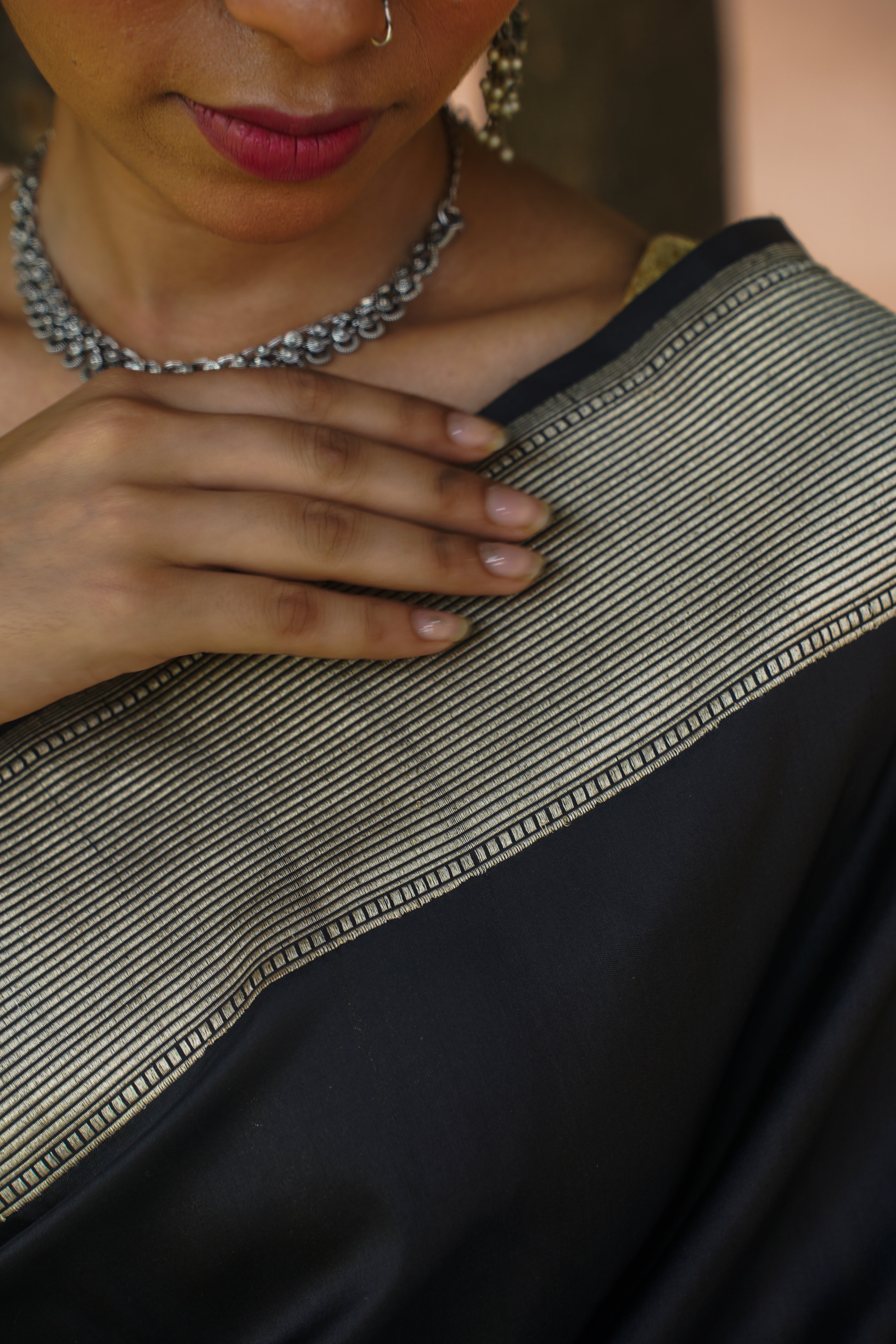 "VIRASAT 011" Black Pure Katan Silk Banarasi Handloom Saree