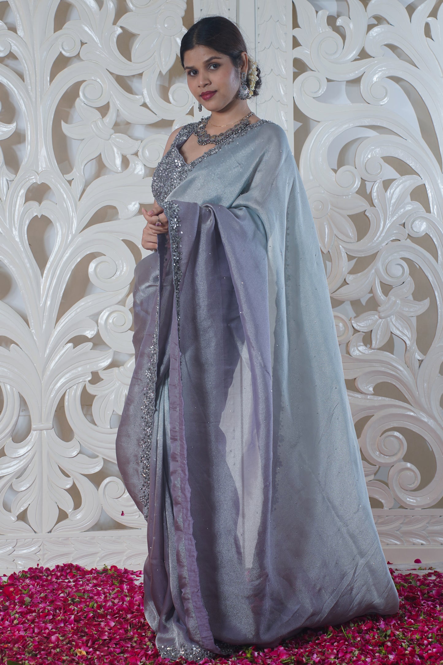 "VIRASAT 137" Pure Tissue Silk Saree(Embroidery work on border)