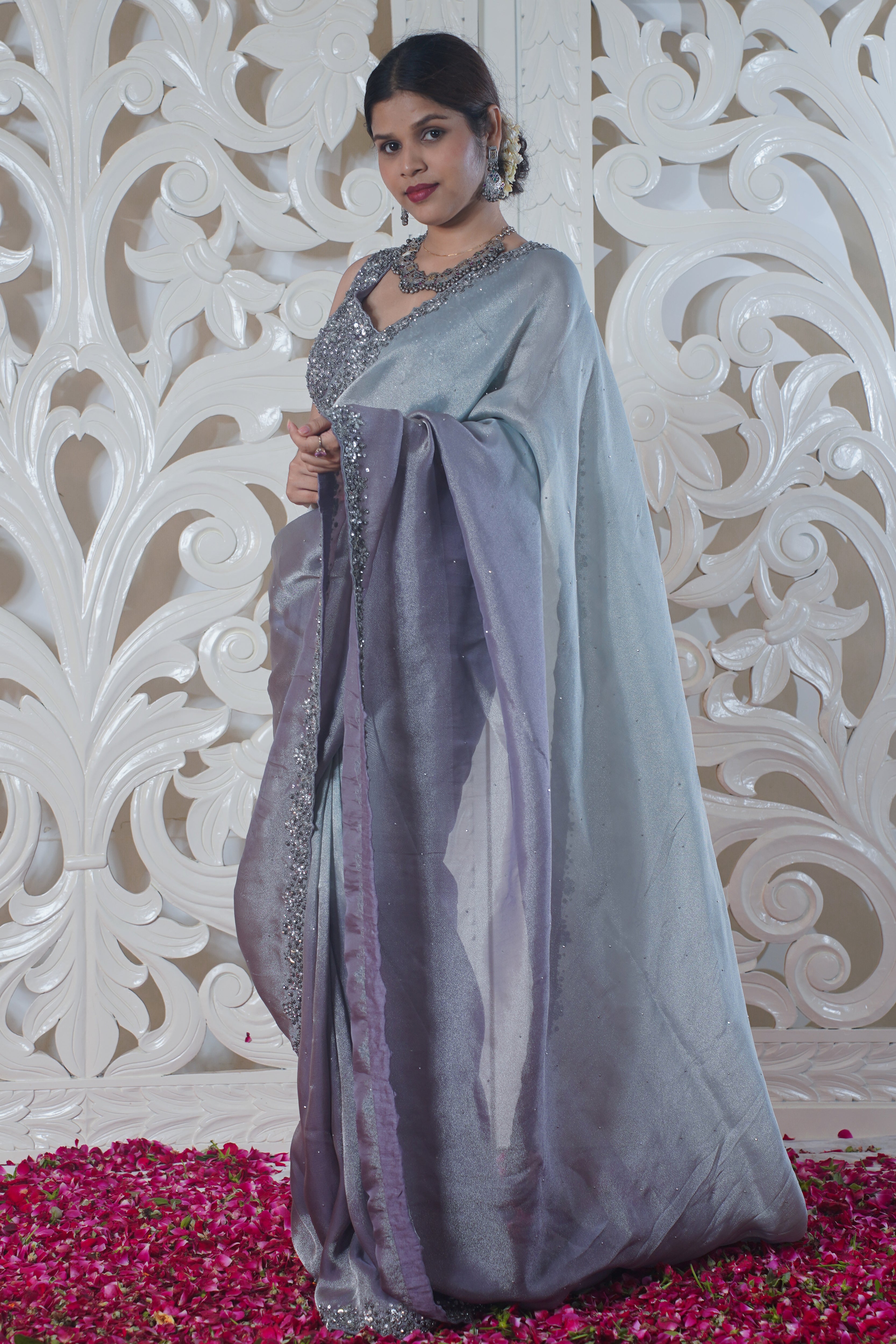 "VIRASAT 137" Pure Tissue Silk Saree(Embroidery work on border)