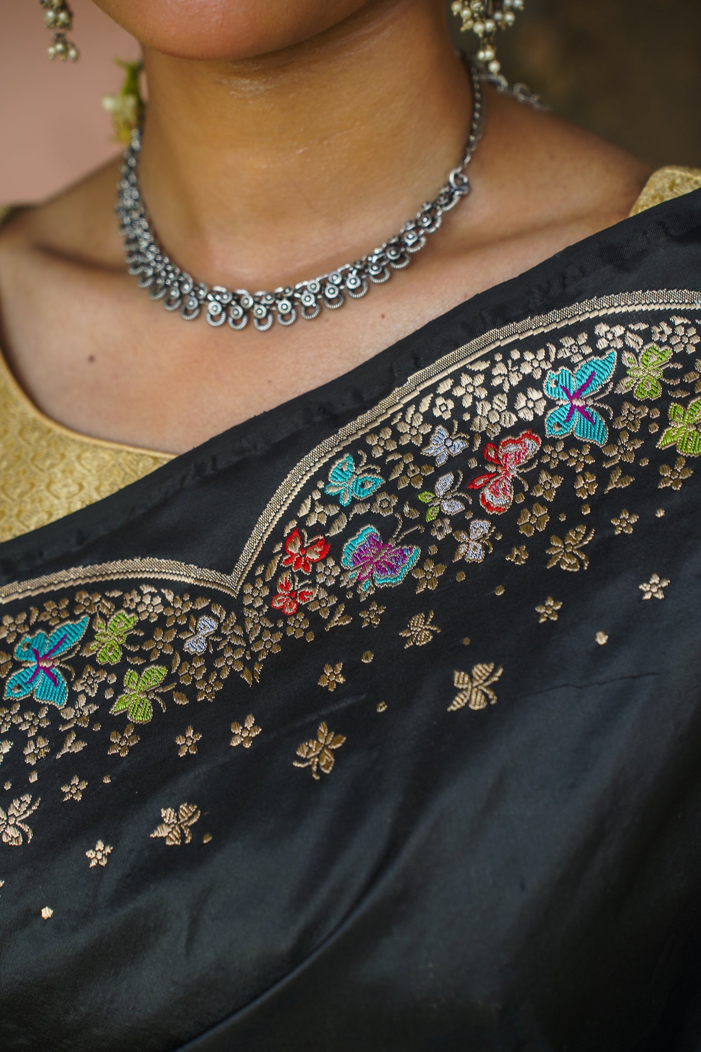 "VIRASAT 012" Black Pure Katan Silk Banarasi Handloom Saree