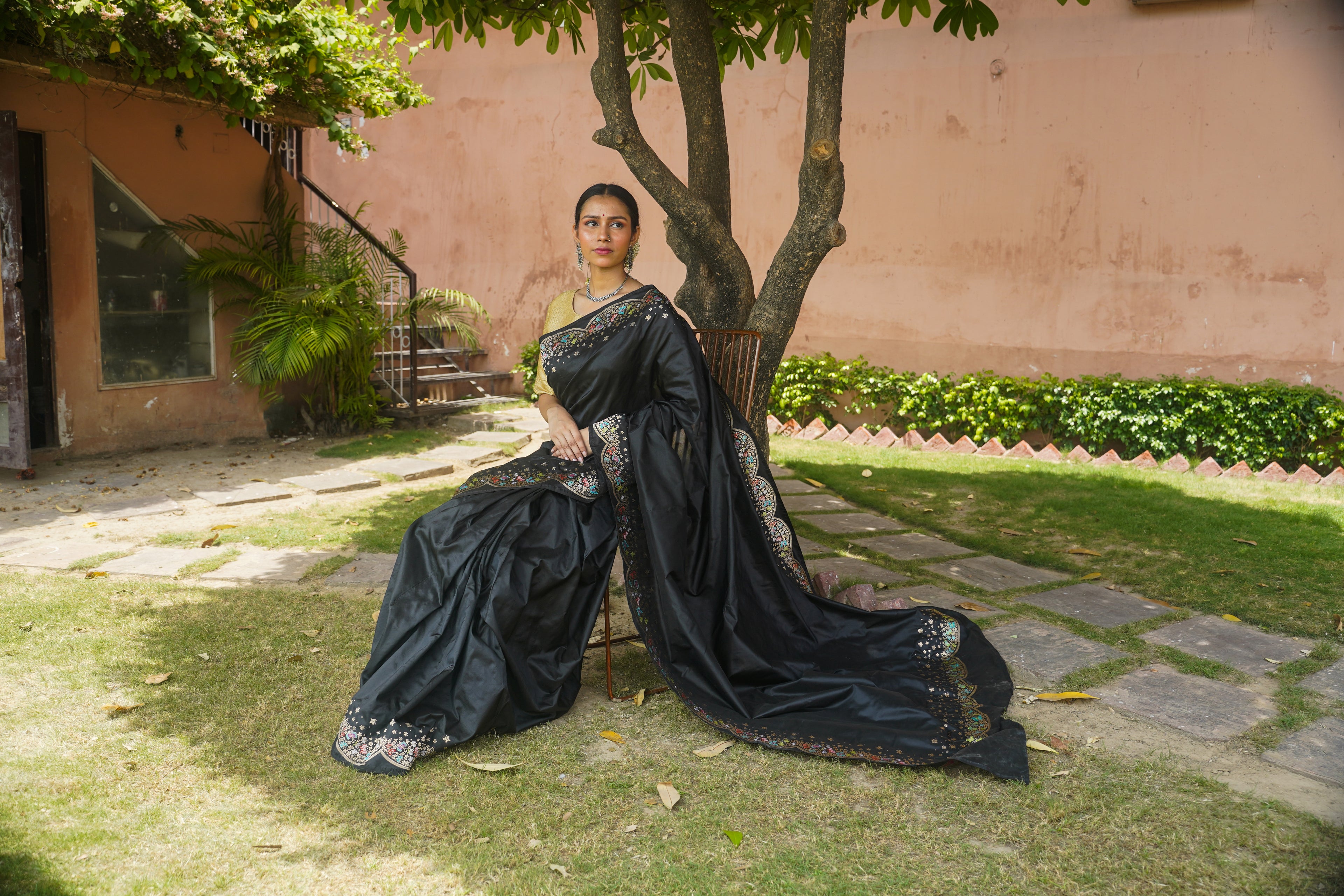 "VIRASAT 012" Black Pure Katan Silk Banarasi Handloom Saree