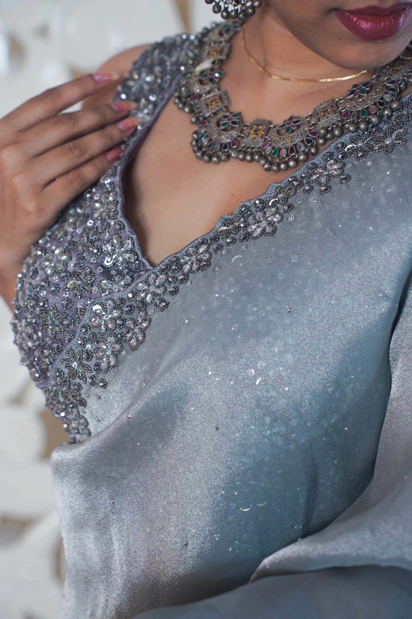 "VIRASAT 137" Pure Tissue Silk Saree(Embroidery work on border)